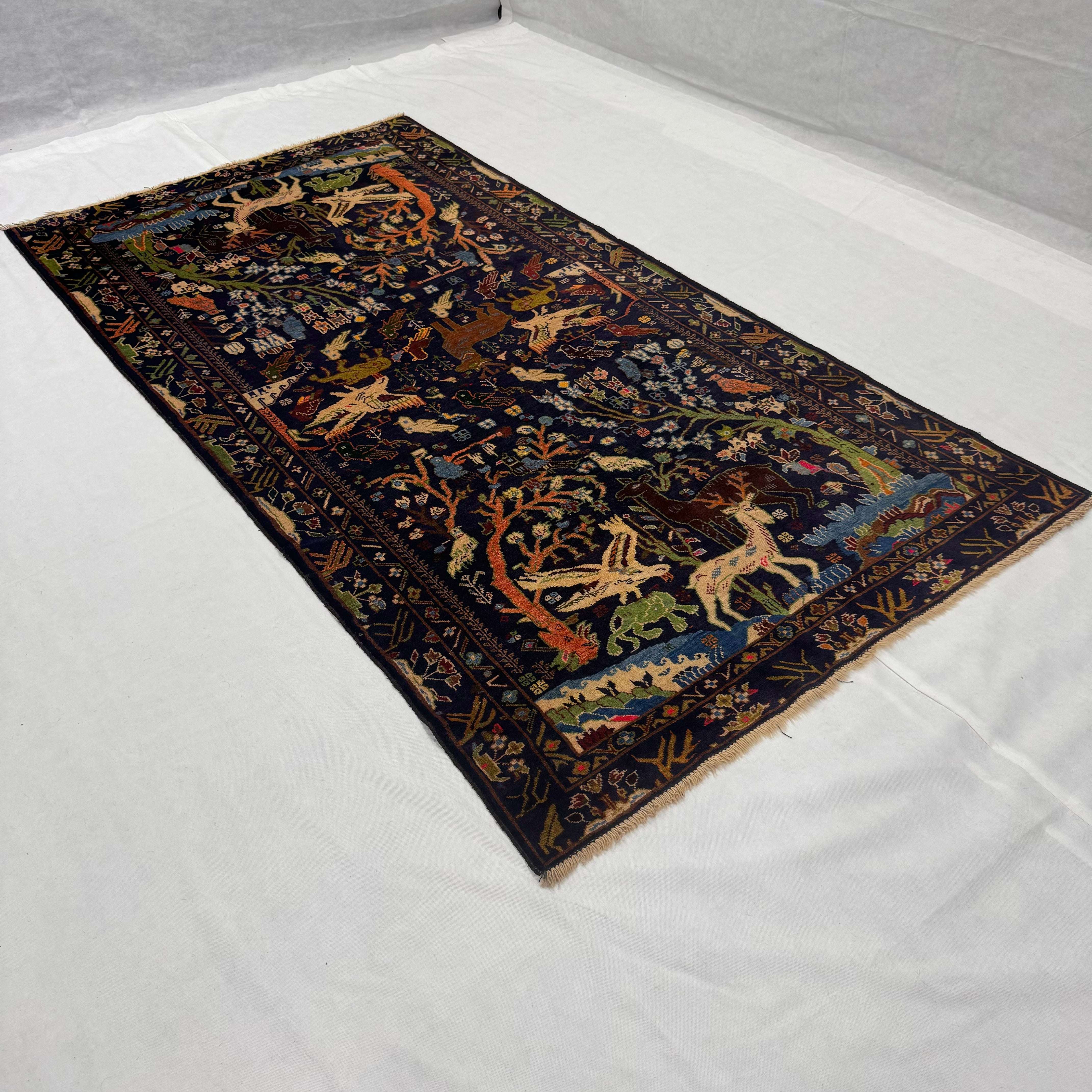 Handmade Afghan wool rug traditional design for living room USA