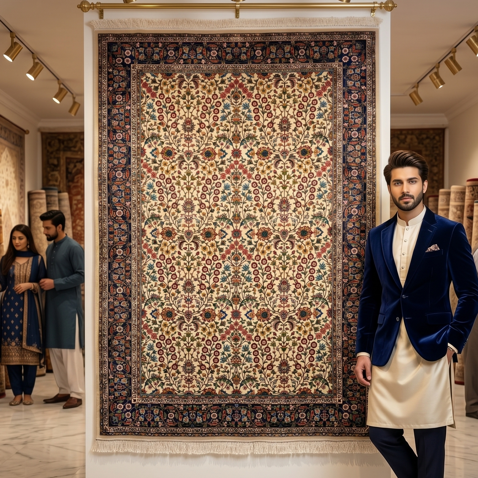 Persian Silk Floral Garden 5 ft x 8 ft | 1600 Reed Pure Silk Abresham Rug