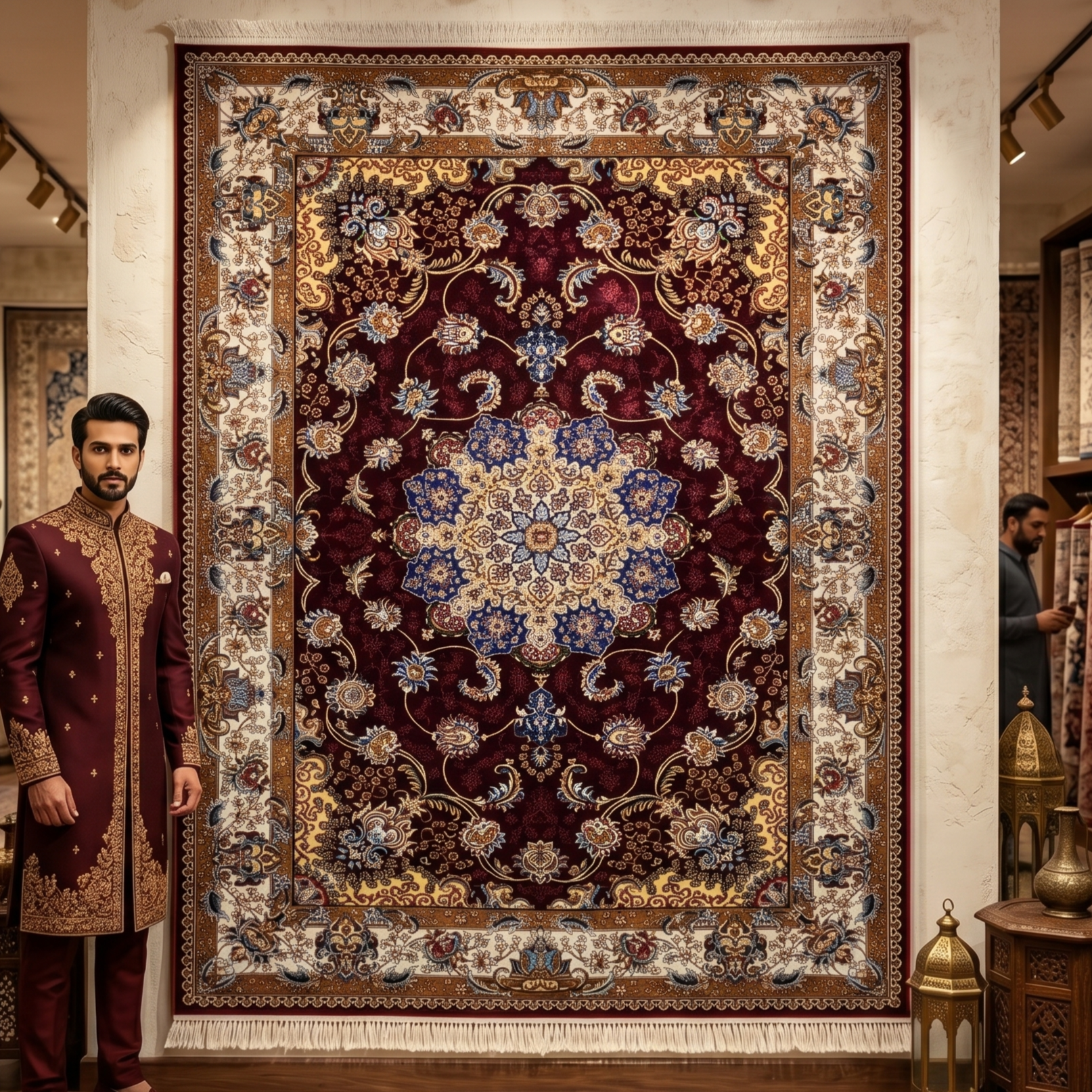 Persian Silk Abresham Rug 4 ft x 6 ft | 1600 Reed Machine-Made Iran
