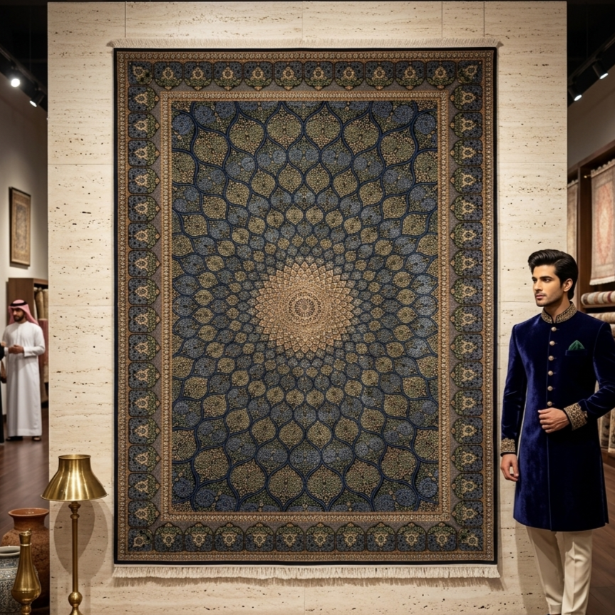 Persian Shah Abbasi Medallion Silk Rug 7 ft x 10 ft | Pure Silk Abresham 1600