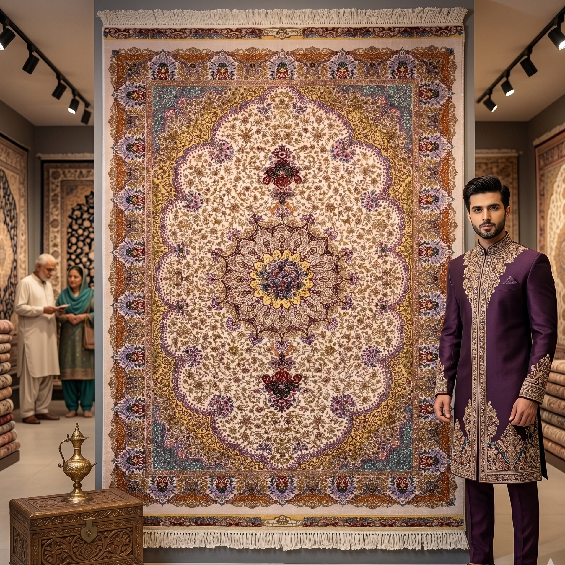 Persian Silk Tabriz Rug 2.5 ft x 4 ft | Pure Silk Abresham 1600 Reed