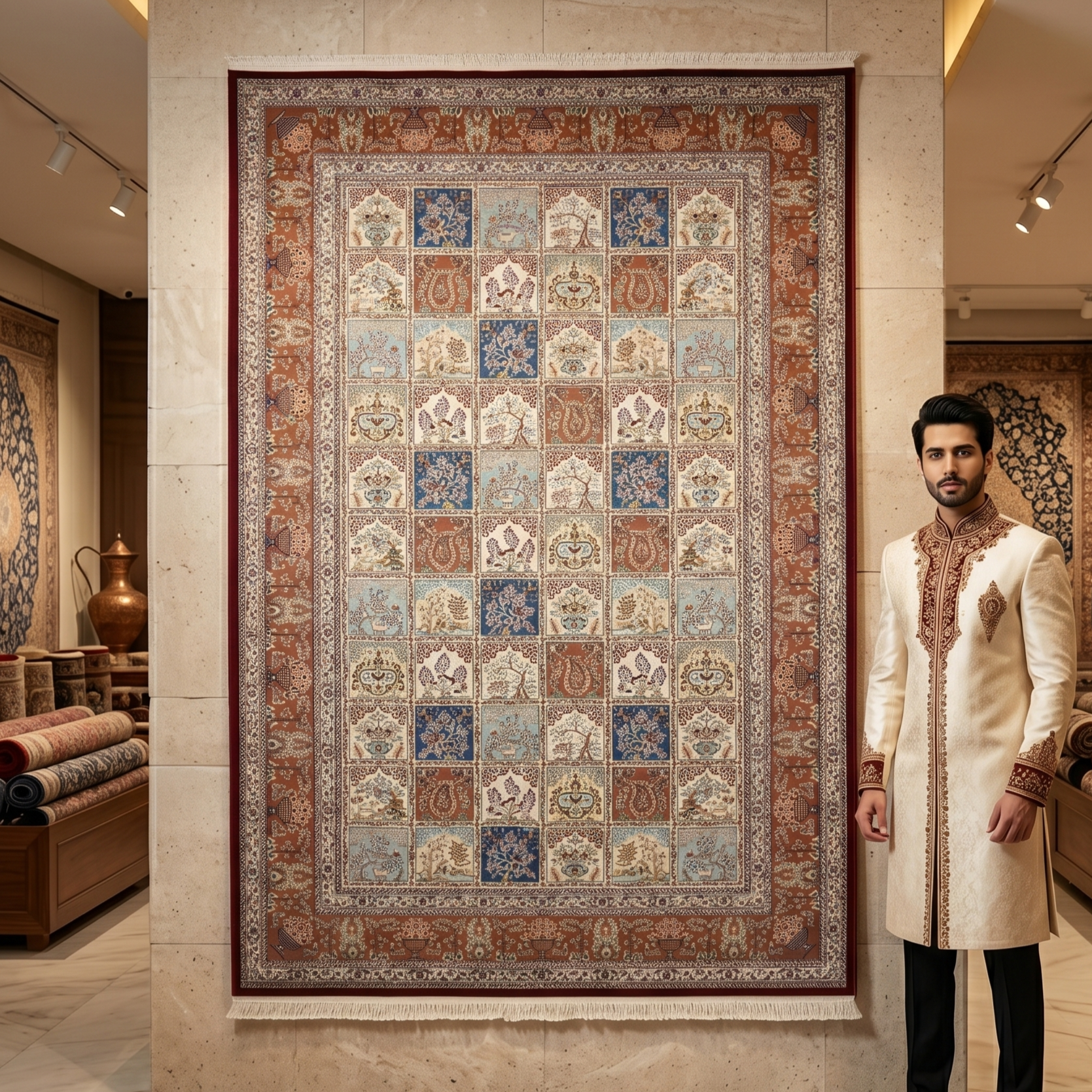 Persian Garden Silk Rug 7 ft x 10 ft | 1600 Reed Pure Silk Abresham