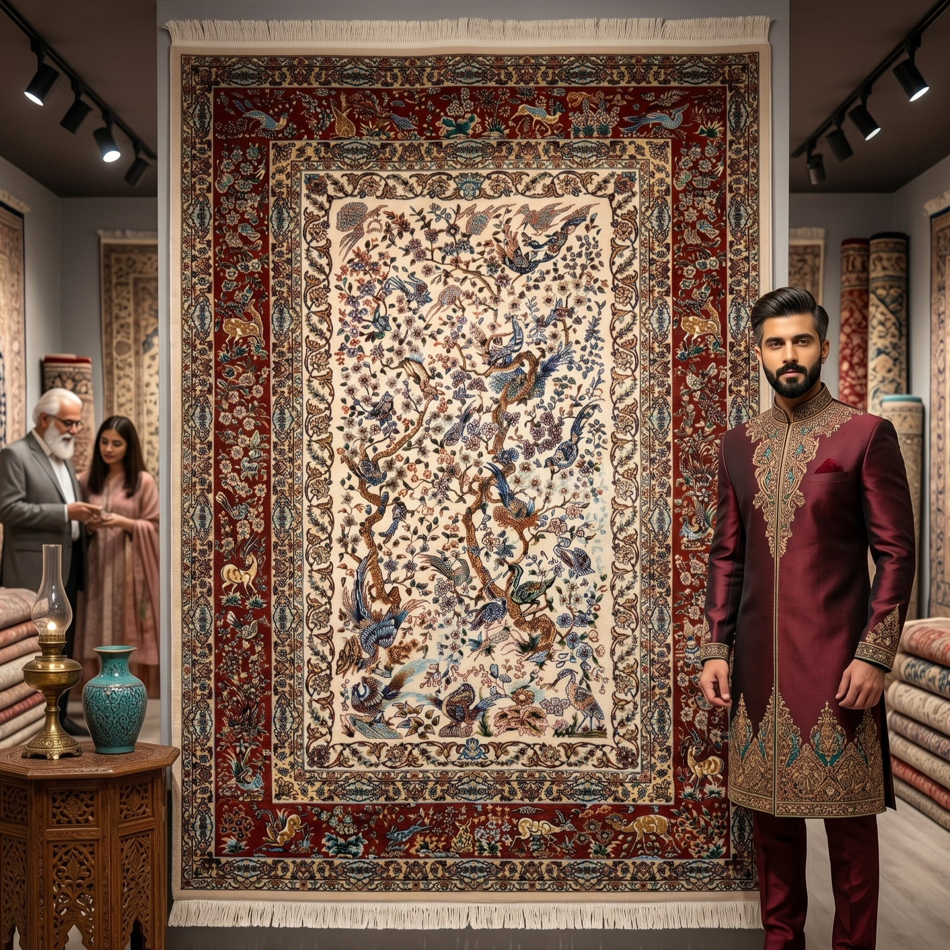 Persian Silk Garden of Paradise Rug 3 ft x 5 ft | 1600 Reeds