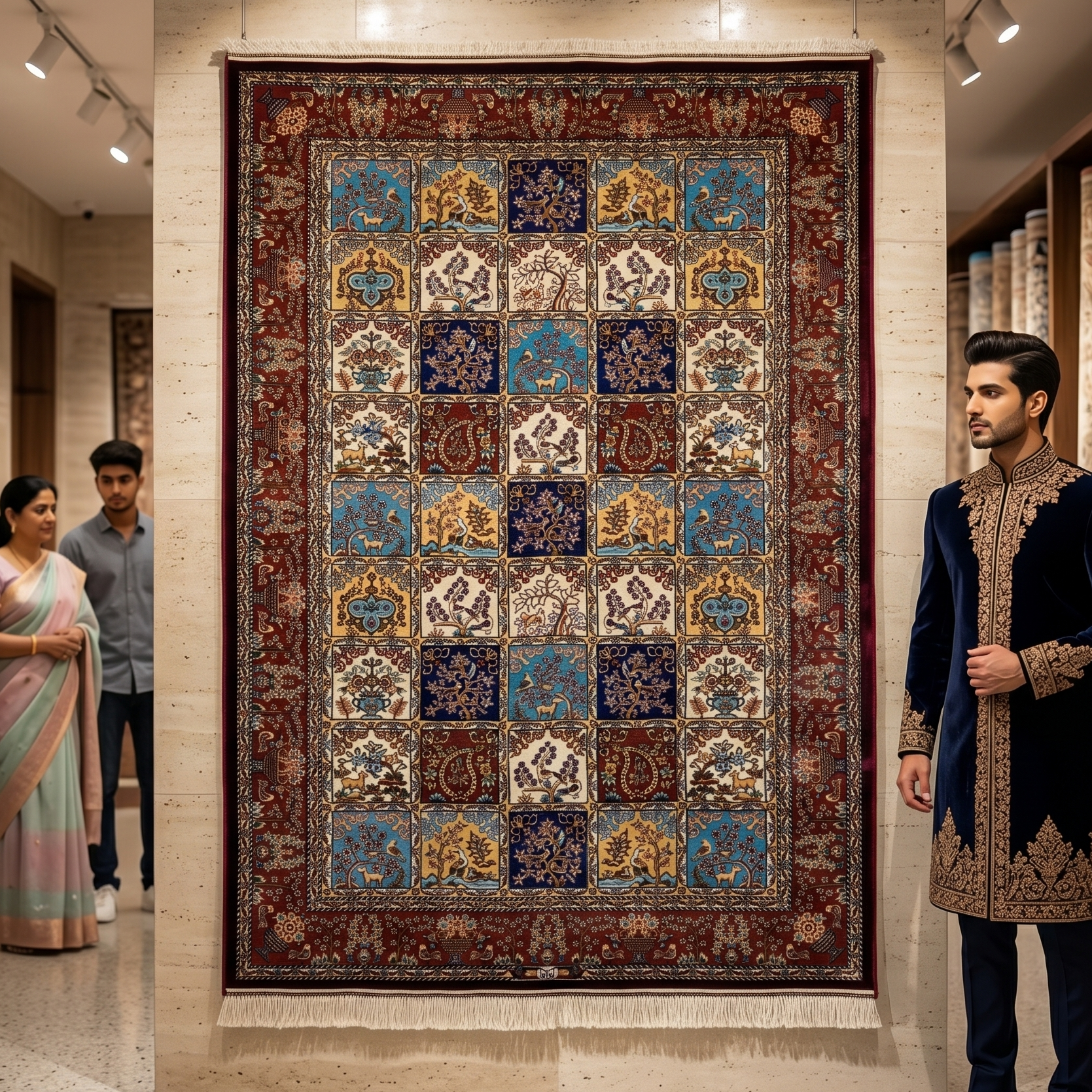 Persian Garden Silk Rug 4 ft x 6 ft | Pure Silk Abresham | 1600 Reeds