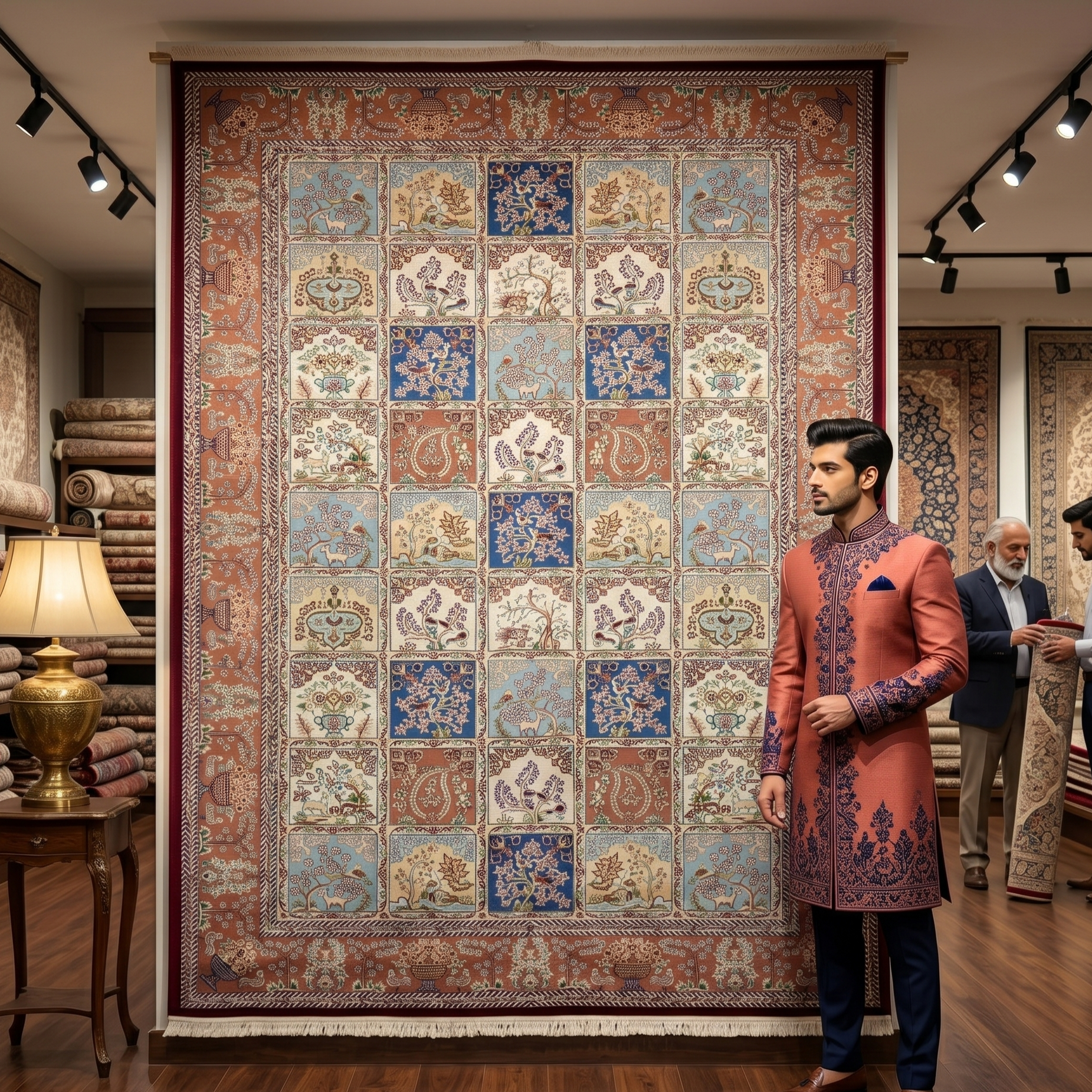 Persian Garden Panel Silk Rug | Pure Silk Abresham | 5 ft x 8 ft