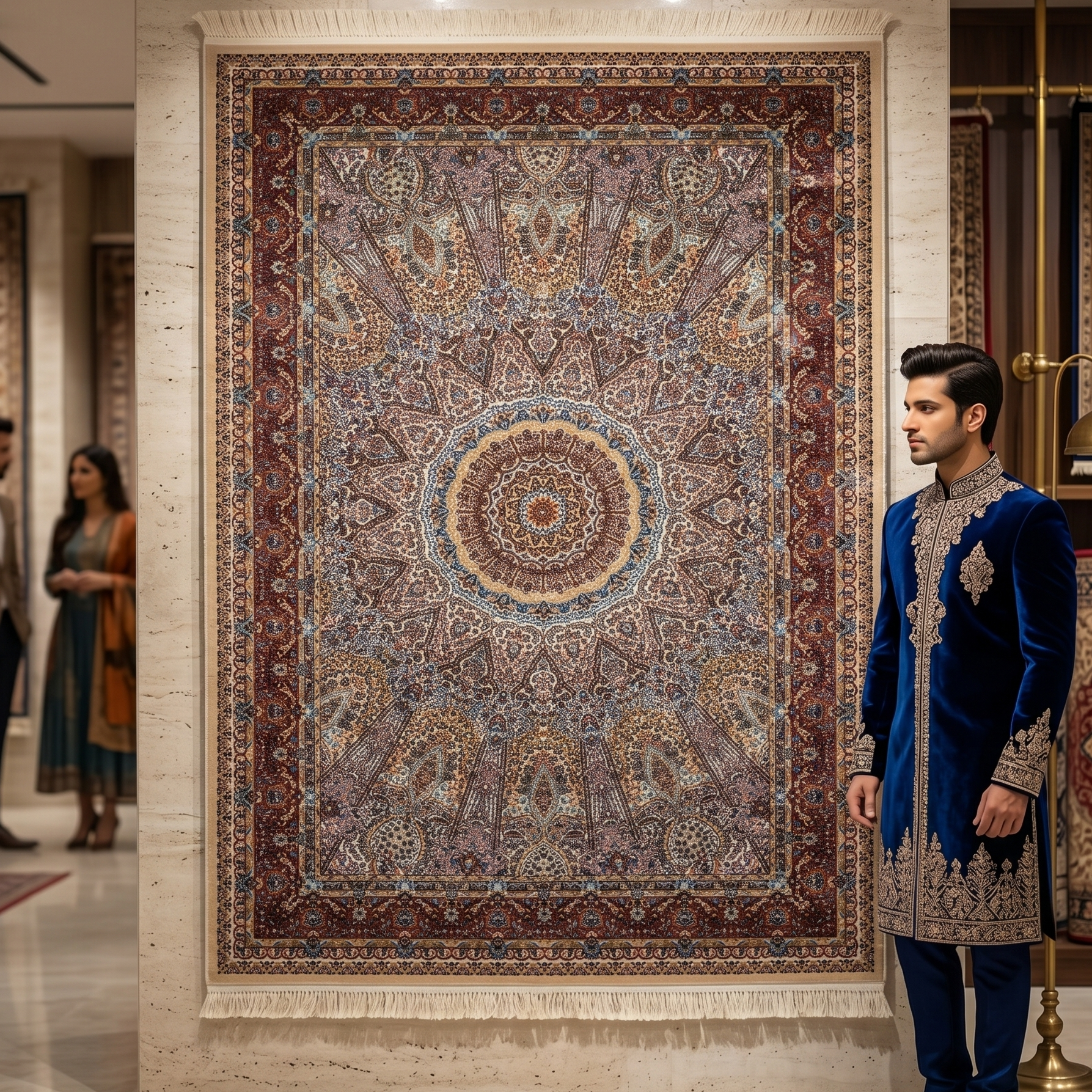 Persian Silk Abresham Rug 4 ft x 6 ft | 1600 Reed Machine-Made Iran