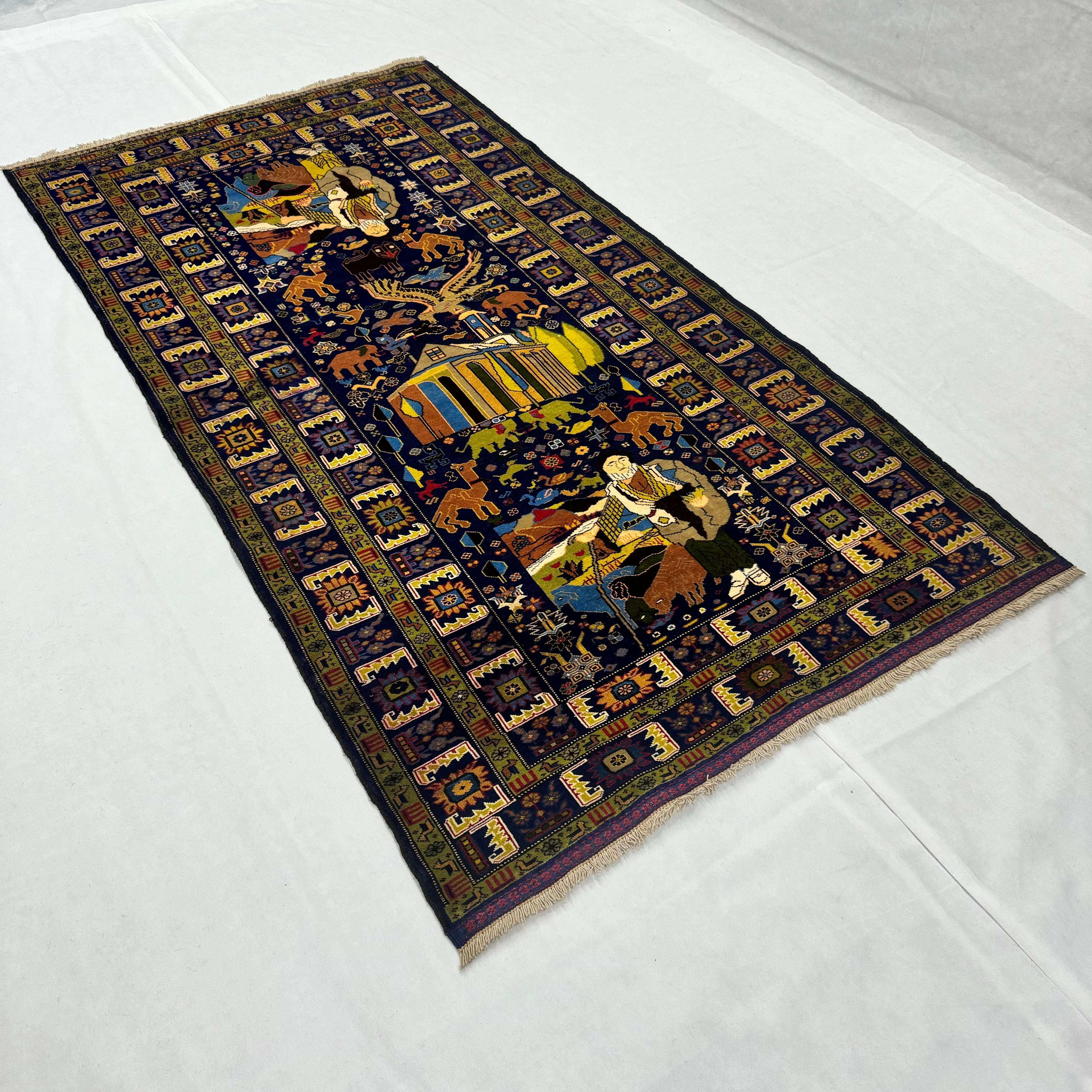 Handmade Afghan wool rug traditional design for living room USA