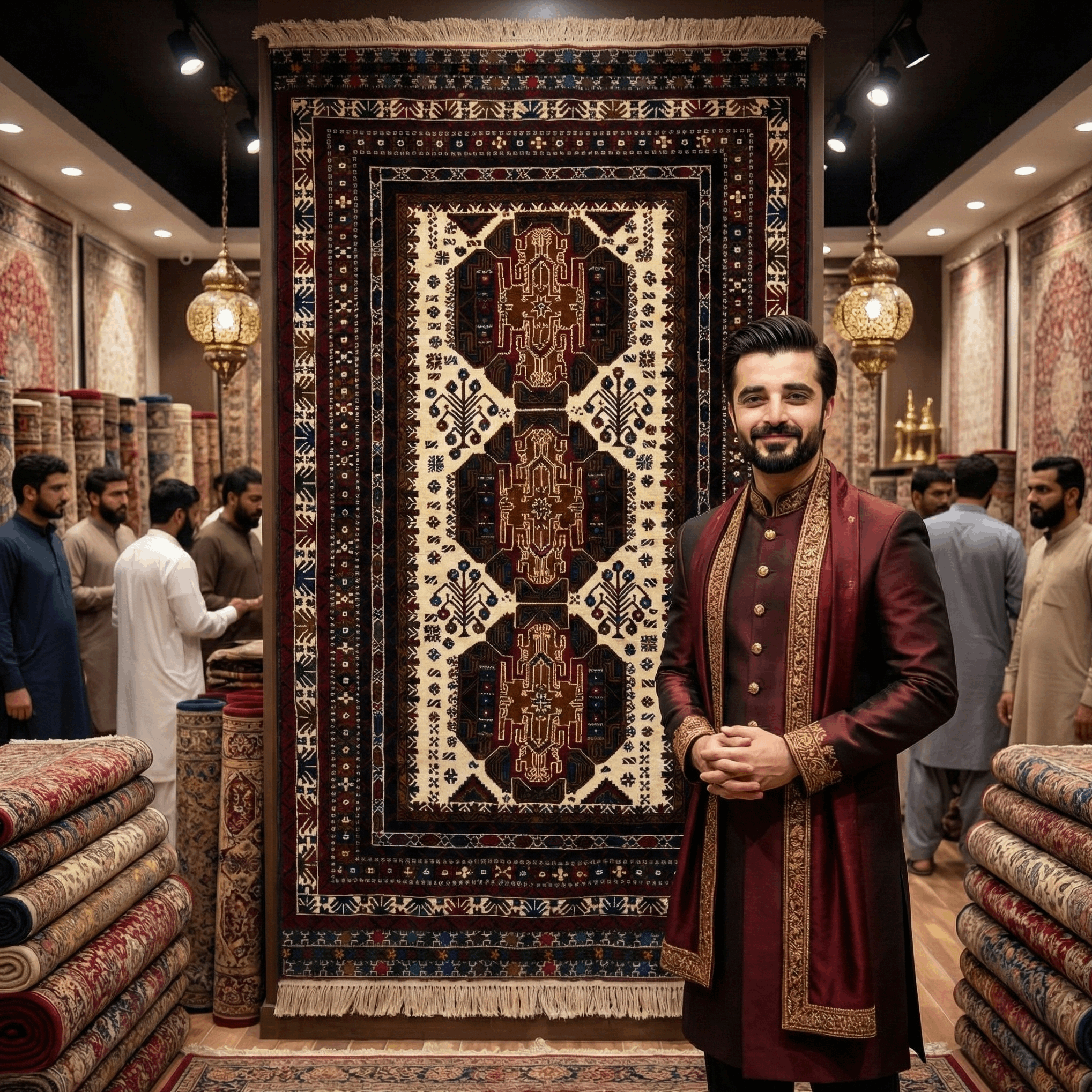 Handmade Afghan wool rug Authentic Baluchi 6 - 4 ft x 7 ft Handmade Wool Carpet - Red Wine and Beige - Timeless Beauty for Your Home traditional design for living room USA