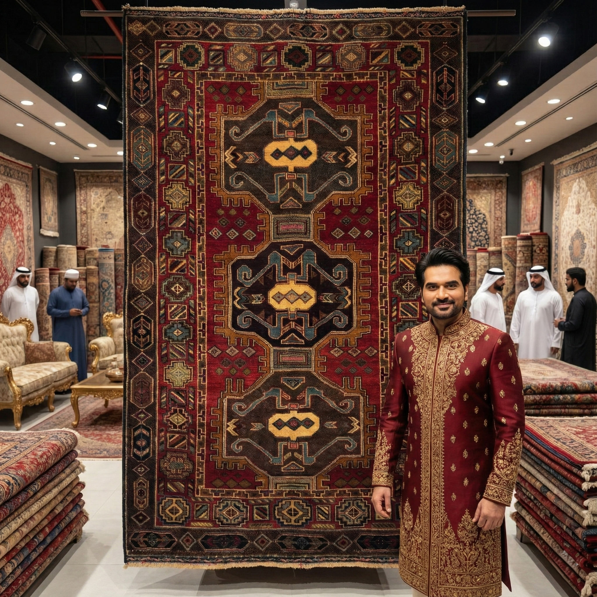 Handmade Afghan wool rug Exquisite Handmade Persian Baluchi Rug - 4ft x 6ft Geometric Wool Masterpiece traditional design for living room USA