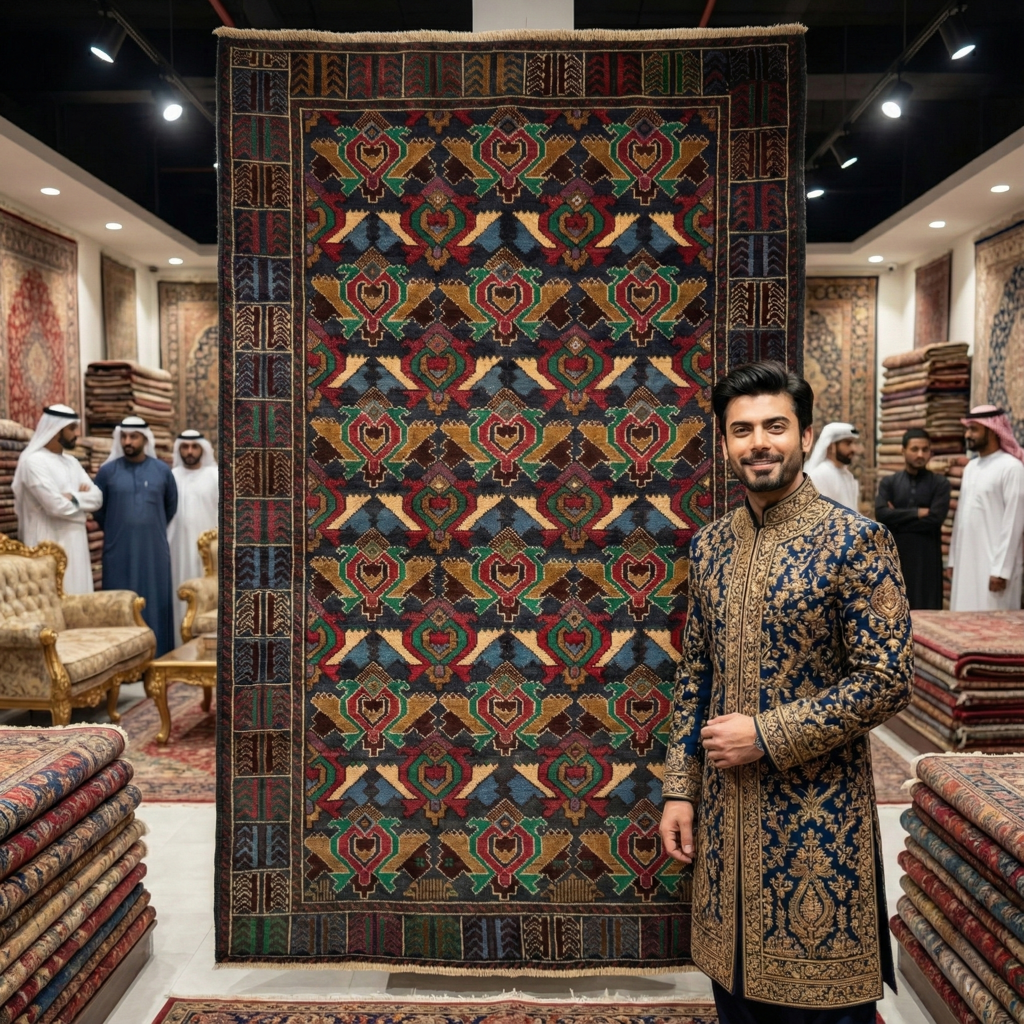 Handmade Afghan wool rug Authentic Handmade Baluchi Rug - 4ft x 6ft Vibrant Multicolor Geometric Wool Carpet traditional design for living room USA