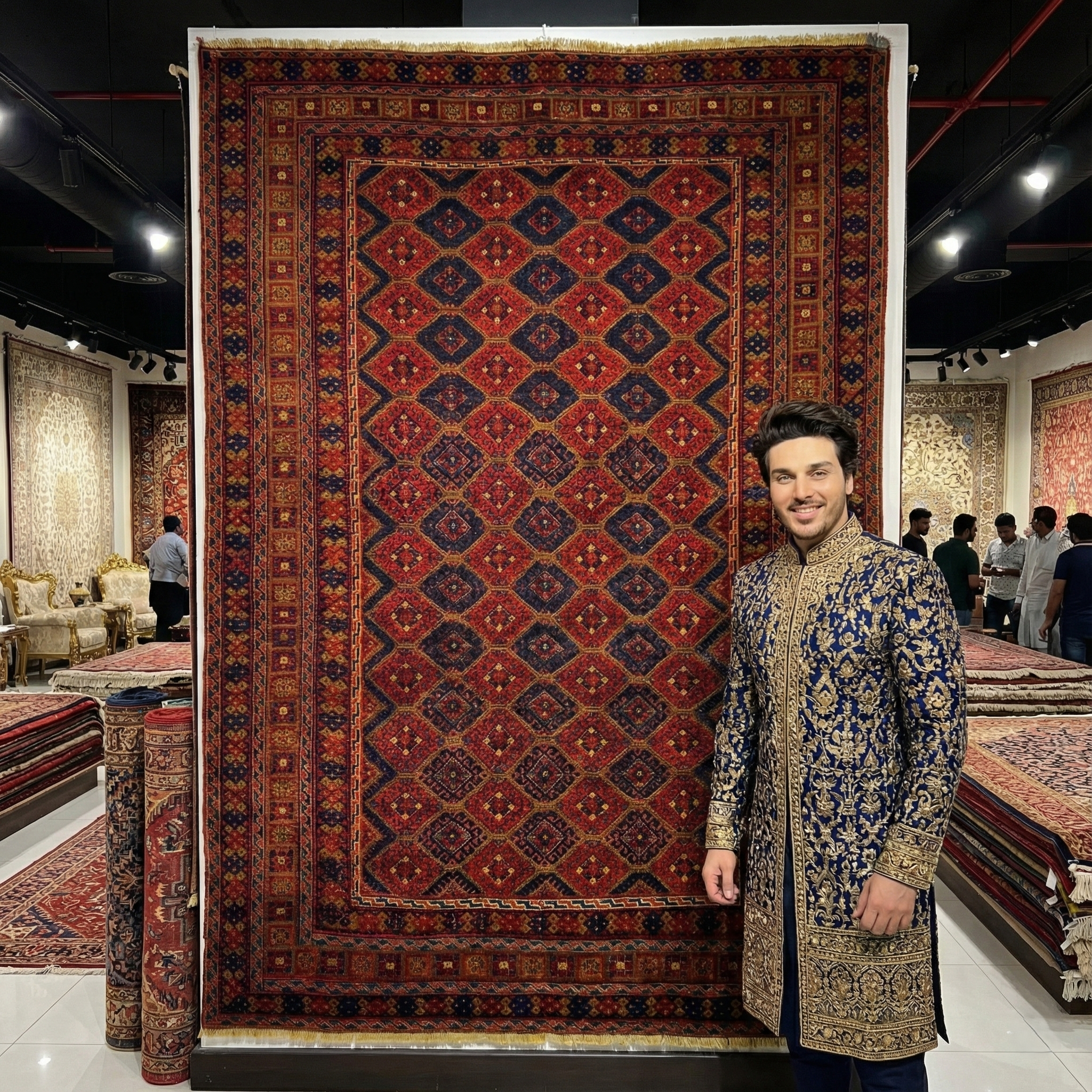 Handmade Afghan wool rug Handmade Mashwani Afghan Rug - Authentic 5x6.5 ft Wool Carpet with Intricate Geometric Patterns traditional design for living room USA