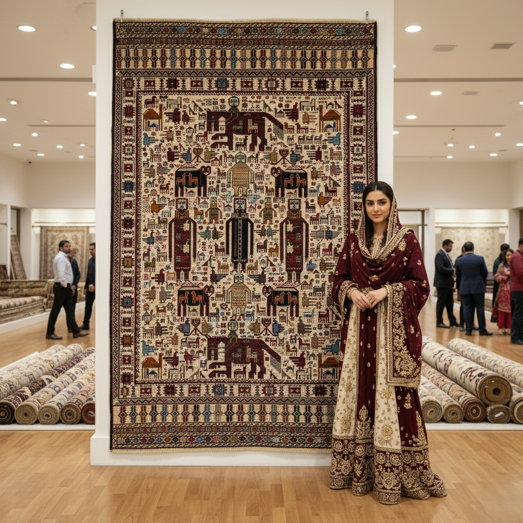 Handmade Afghan wool rug 4ft x 6.5ft Handmade Afghan Wool Kilim Rug – Unique Pictorial Design with Elephants & Animals – Durable, Luxurious, Eco-Friendly traditional design for living room USA