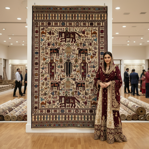 Handmade Afghan wool rug 4ft x 6.5ft Handmade Afghan Wool Kilim Rug – Unique Pictorial Design with Elephants & Animals – Durable, Luxurious, Eco-Friendly traditional design for living room USA