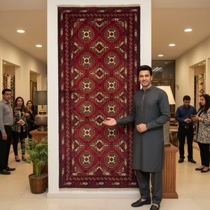 Handmade Afghan wool rug Handmade Afghan Wool Rug - 3.5 ft x 7 ft | Baluchi Aqsi Design | Bold, Durable, Eco-Friendly Luxury traditional design for living room USA