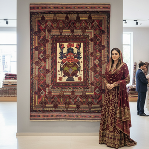 Handmade Afghan wool rug 4.5 ft x 6.5 ft Afghan Handmade Wool Rug - Sultani Guldan Floral Vase Design, Luxurious & Durable traditional design for living room USA