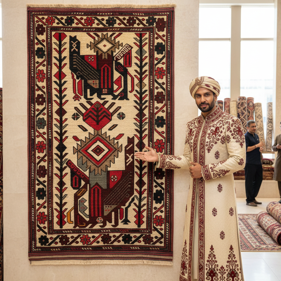 Handmade Afghan wool rug Handcrafted Gul Barjasta Rug - 3 ft x 5 ft - Traditional Motifs traditional design for living room USA