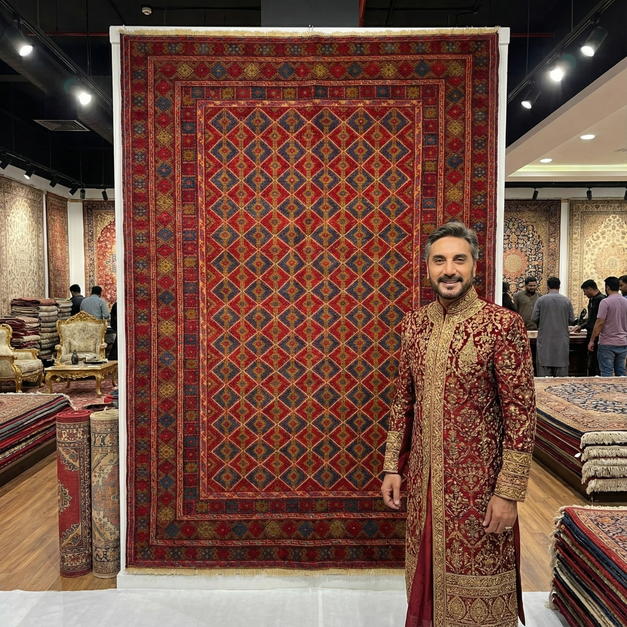 Handmade Afghan wool rug Stunning Mashwani Afghan Handmade Wool Rug - 5ft x 6.5ft | Vibrant Geometric Design traditional design for living room USA