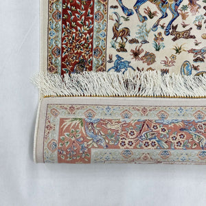 Persian Silk Hunting Scene Rug 2.5 ft x 4 ft | Pure Silk Abresham