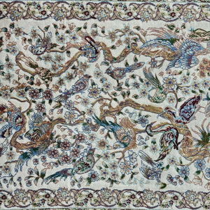 Persian Silk Bird of Paradise Rug 2.5 ft x 4 ft | 1600 Reed Pure Silk