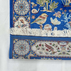 Persian Silk Garden Birds Rug 2.5 ft x 4 ft | 1600 Reeds Iranian Abresham