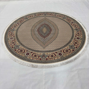 Persian Silk Round Rug 6.5 ft x 6.5 ft | Tabriz Medallion 1600 Reed