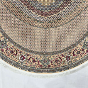 Persian Silk Round Rug 6.5 ft x 6.5 ft | Tabriz Medallion 1600 Reed