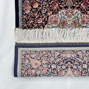 Persian Silk Floral Medallion Rug 2 ft x 3 ft | 1600 Reed Iranian Abresham