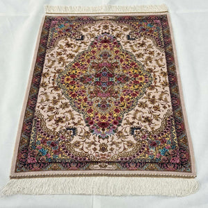 Persian Silk Floral Medallion Rug 2 ft x 3 ft | 1600 Reed Iranian Abresham