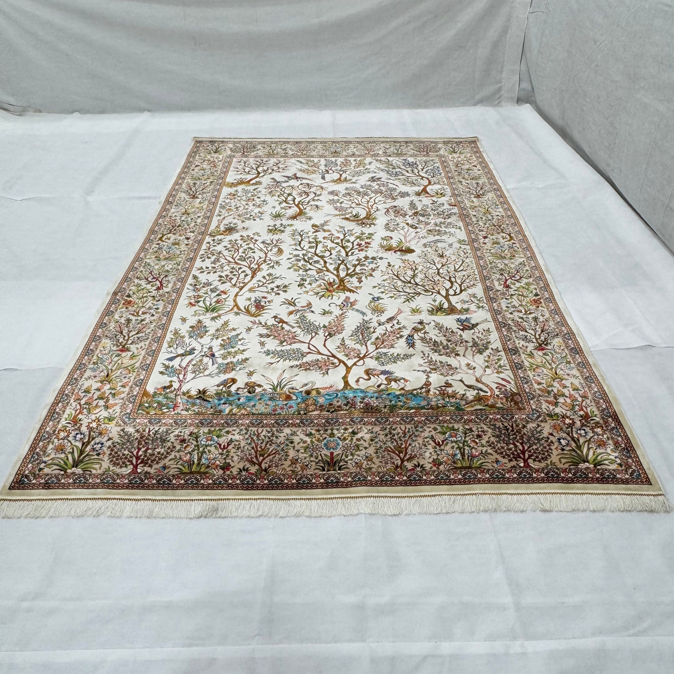 Persian Tree of Life Silk Rug 7 ft x 10 ft | Pure Silk Abresham 1600 Reed