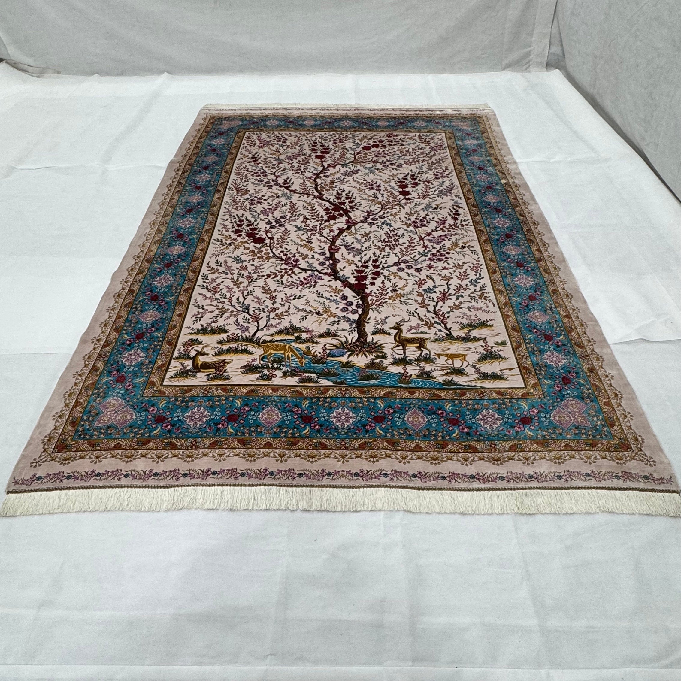 Persian Tree of Life Silk Rug 7 ft x 10 ft | Pure Silk Abresham 1600 Reed