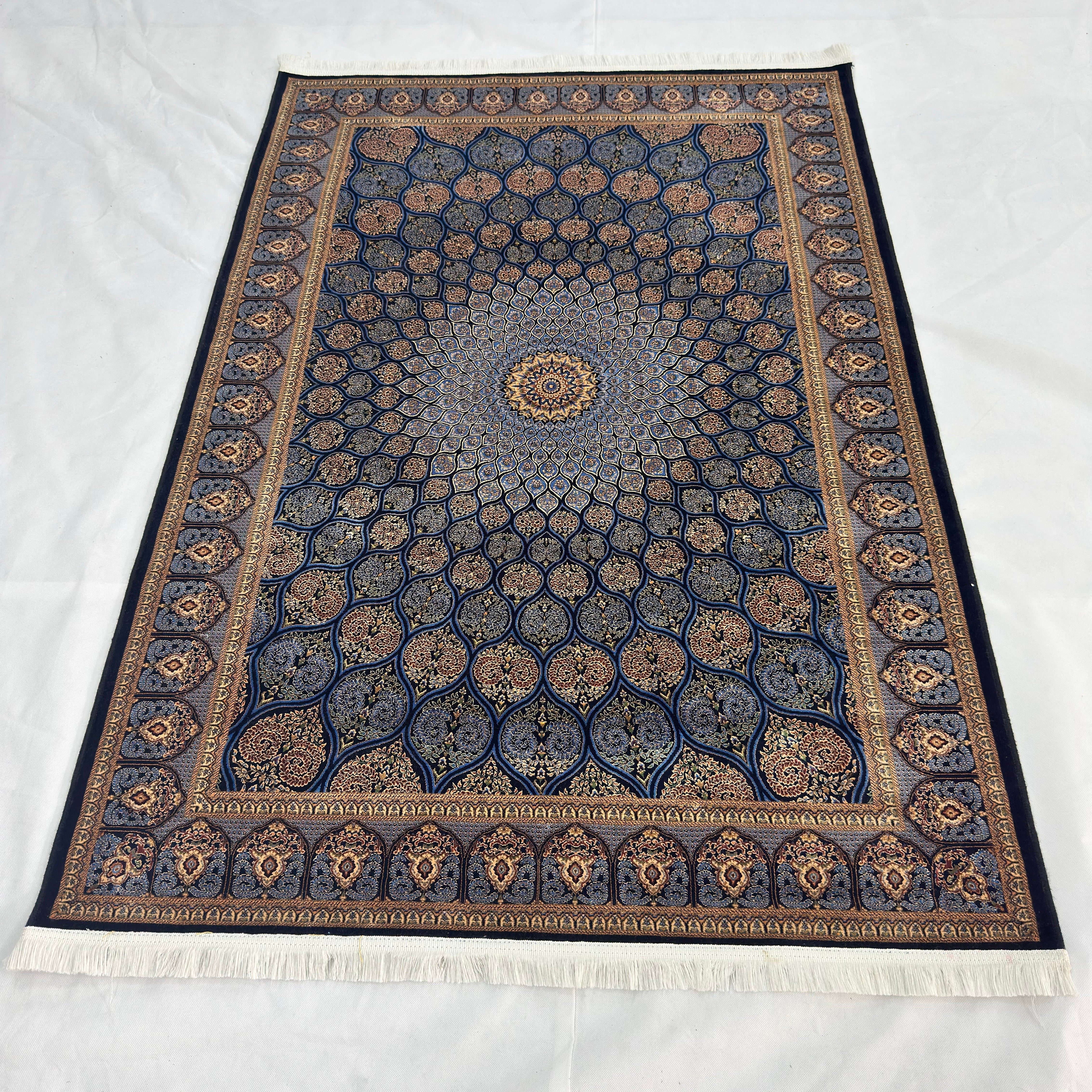 Persian Silk Medallion Rug 4 ft x 6 ft | 1600 Reed Pure Silk Abresham