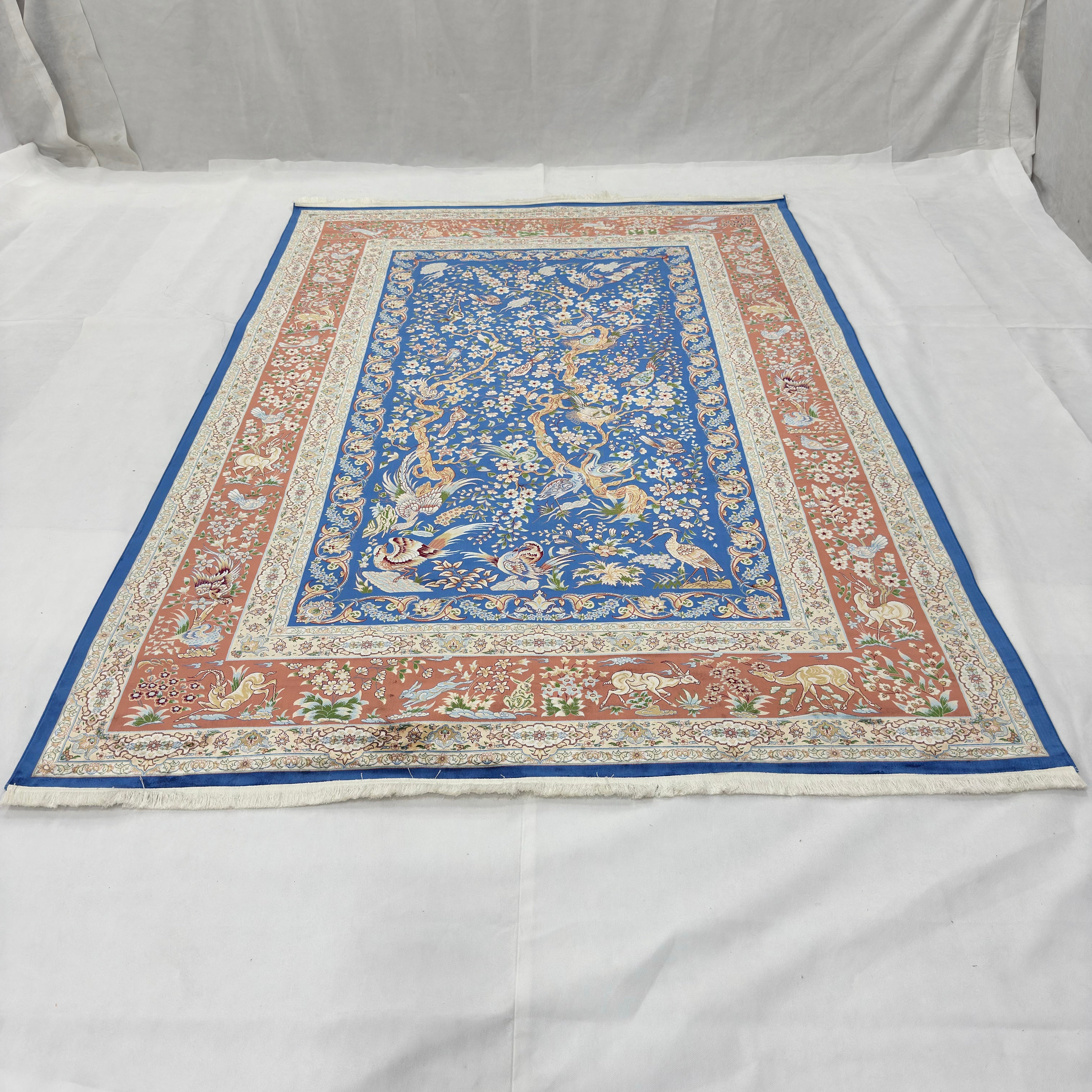 Persian Silk Tree of Life Rug 7 ft x 10 ft | 1600 Reed Pure Silk Abresham
