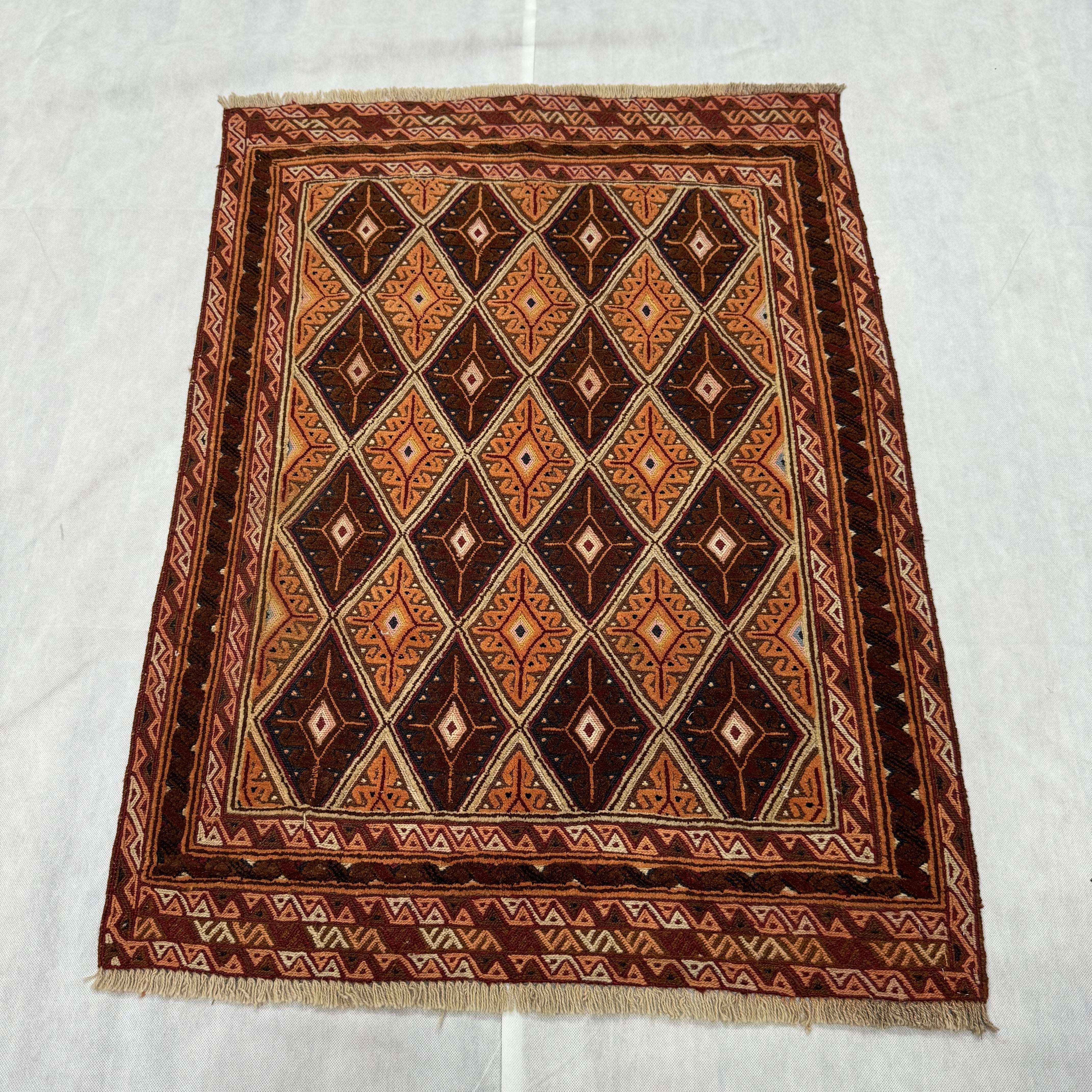 Handmade Afghan wool rug  traditional design for living room USA