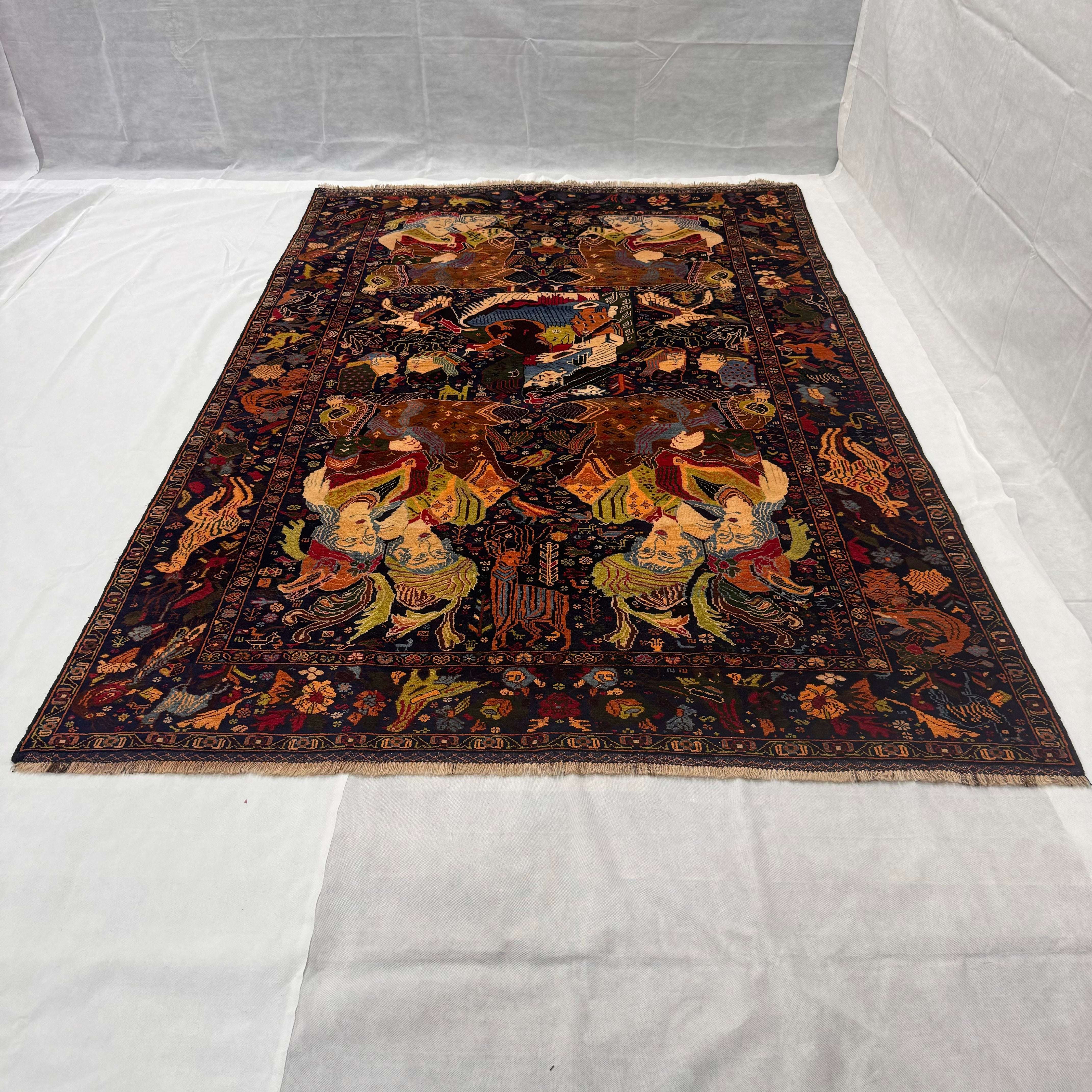Handmade Afghan wool rug  traditional design for living room USA