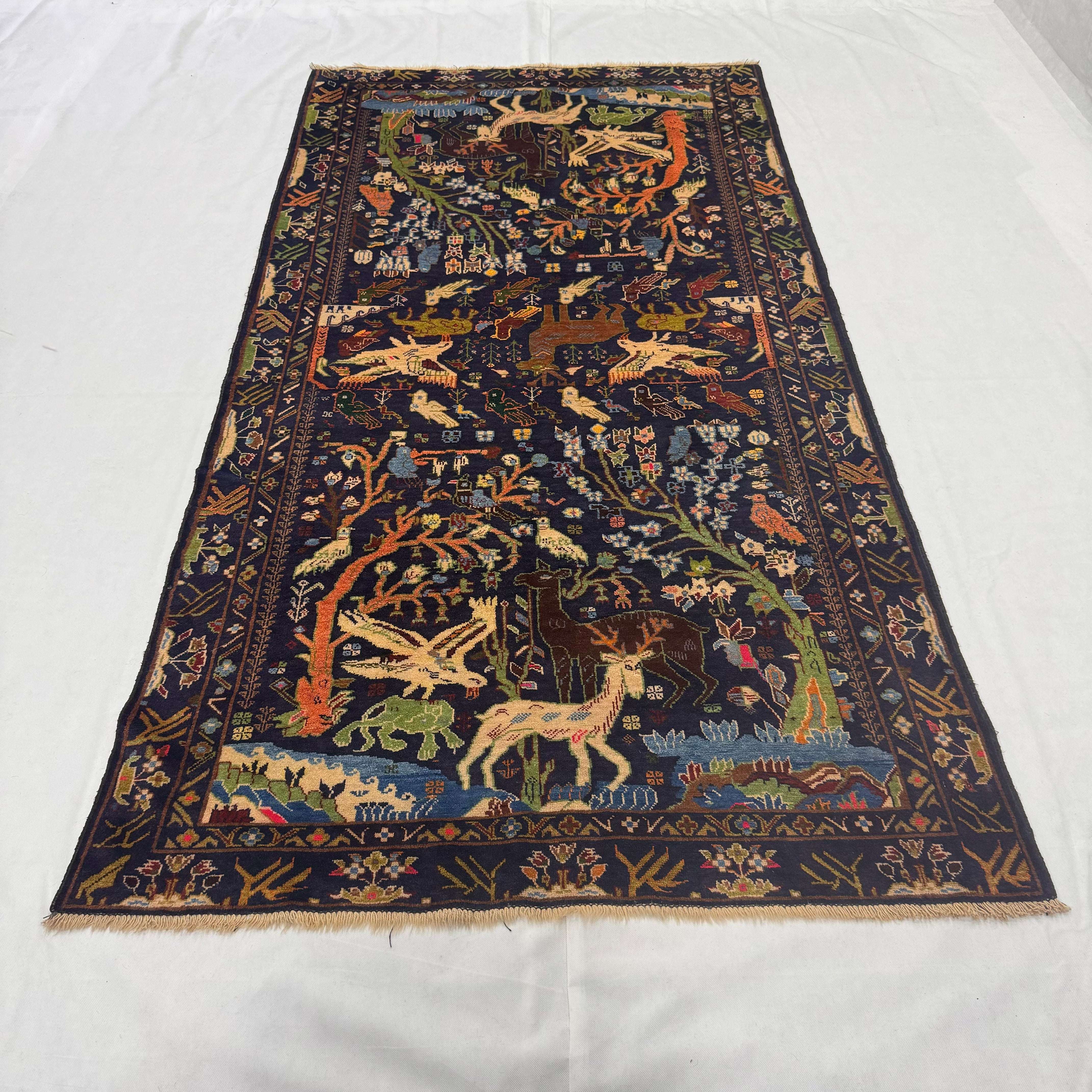 Handmade Afghan wool rug  traditional design for living room USA