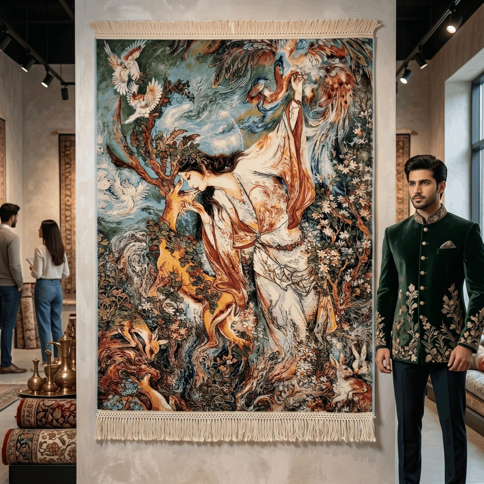 Persian Silk Garden of Paradise Rug 2 ft x 3 ft | 1600 Reeds