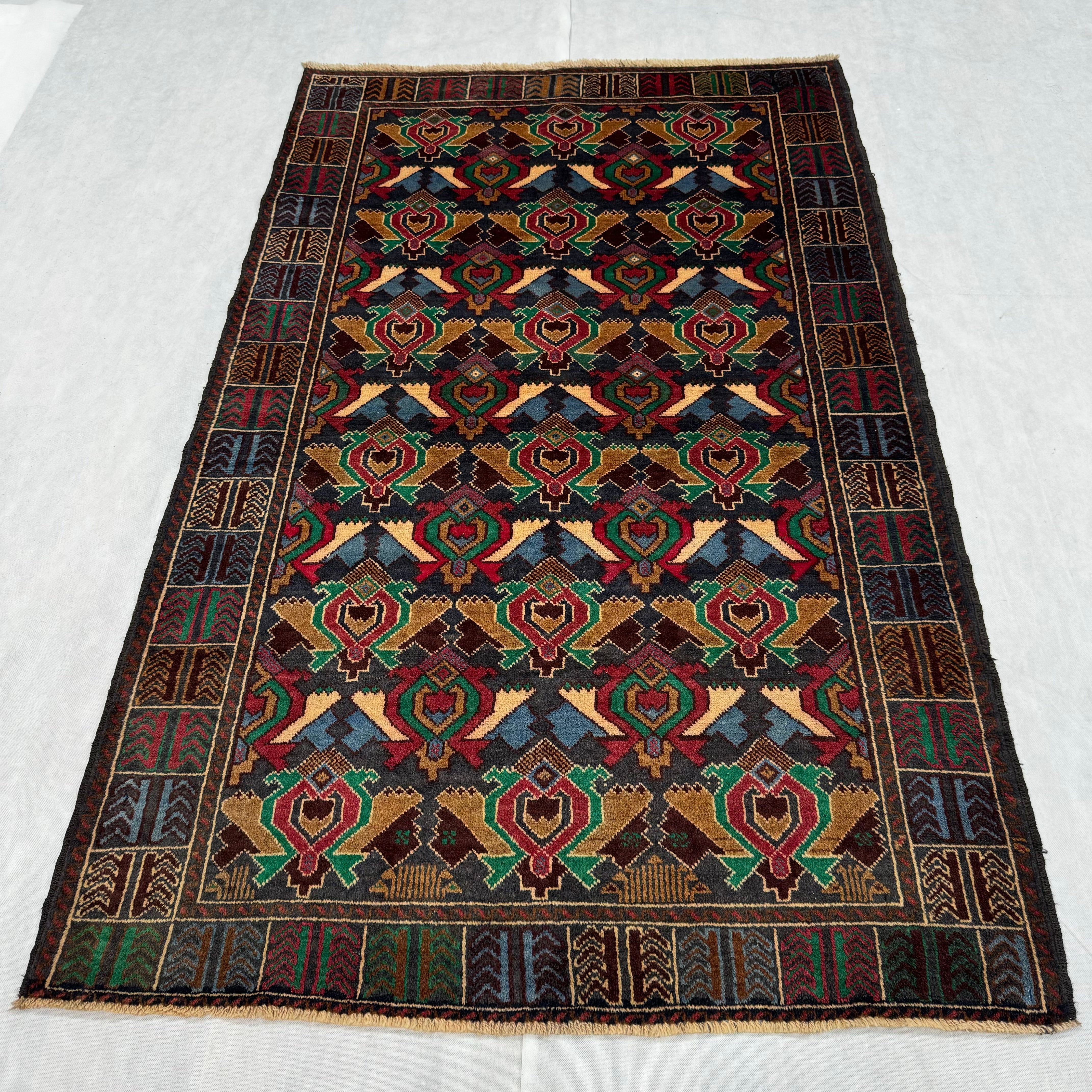 Handmade Afghan wool rug  traditional design for living room USA