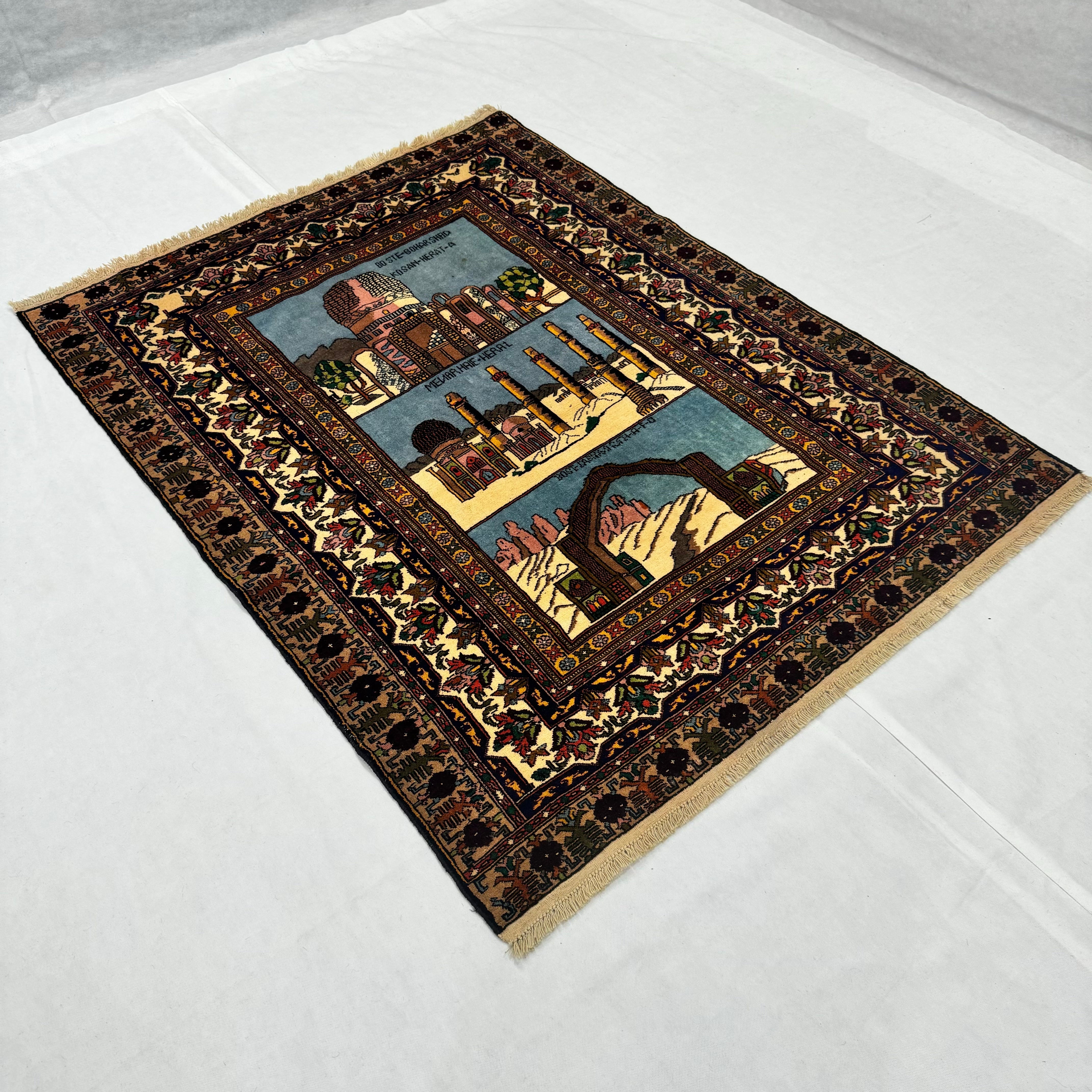 Handmade Afghan wool rug  traditional design for living room USA