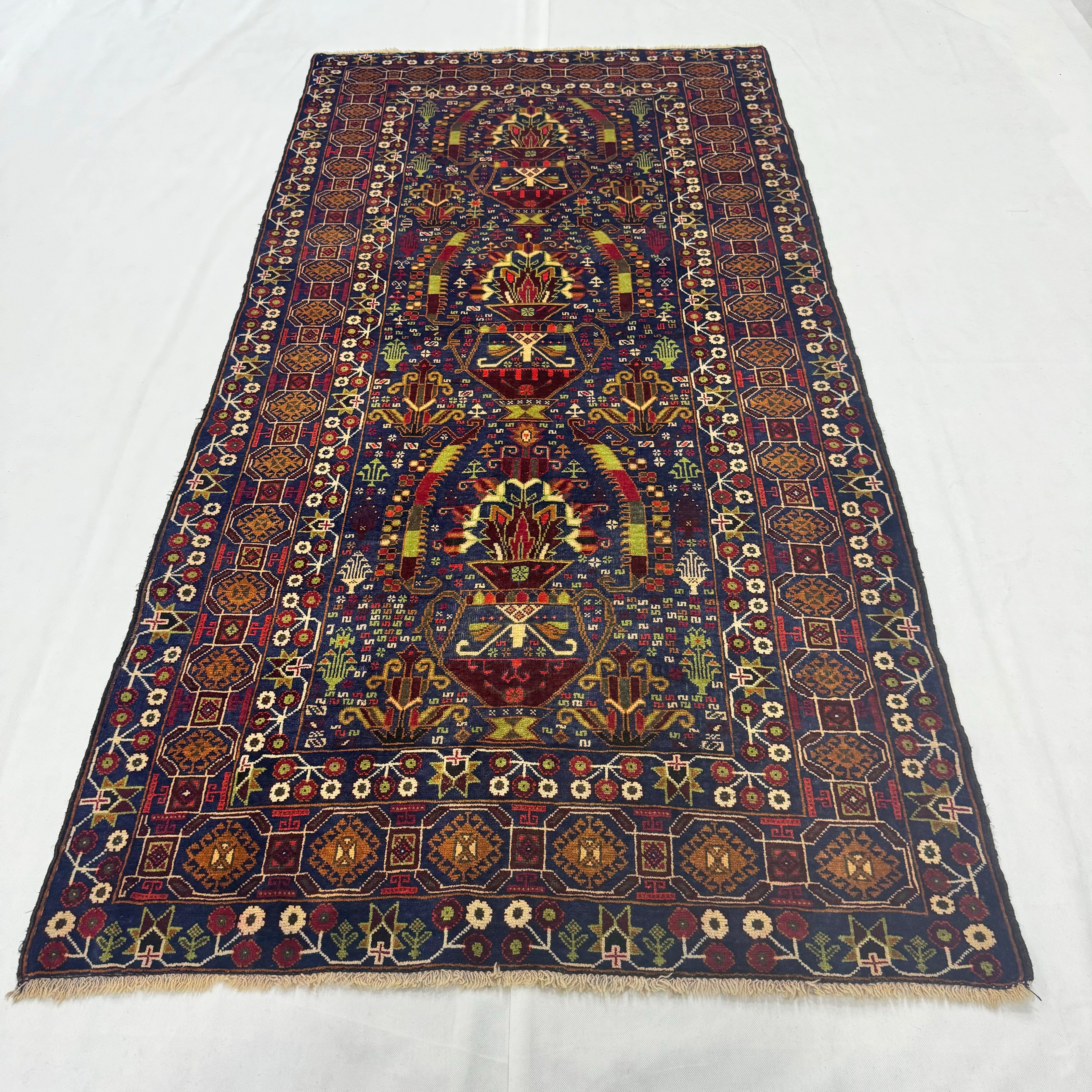 Handmade Afghan wool rug  traditional design for living room USA