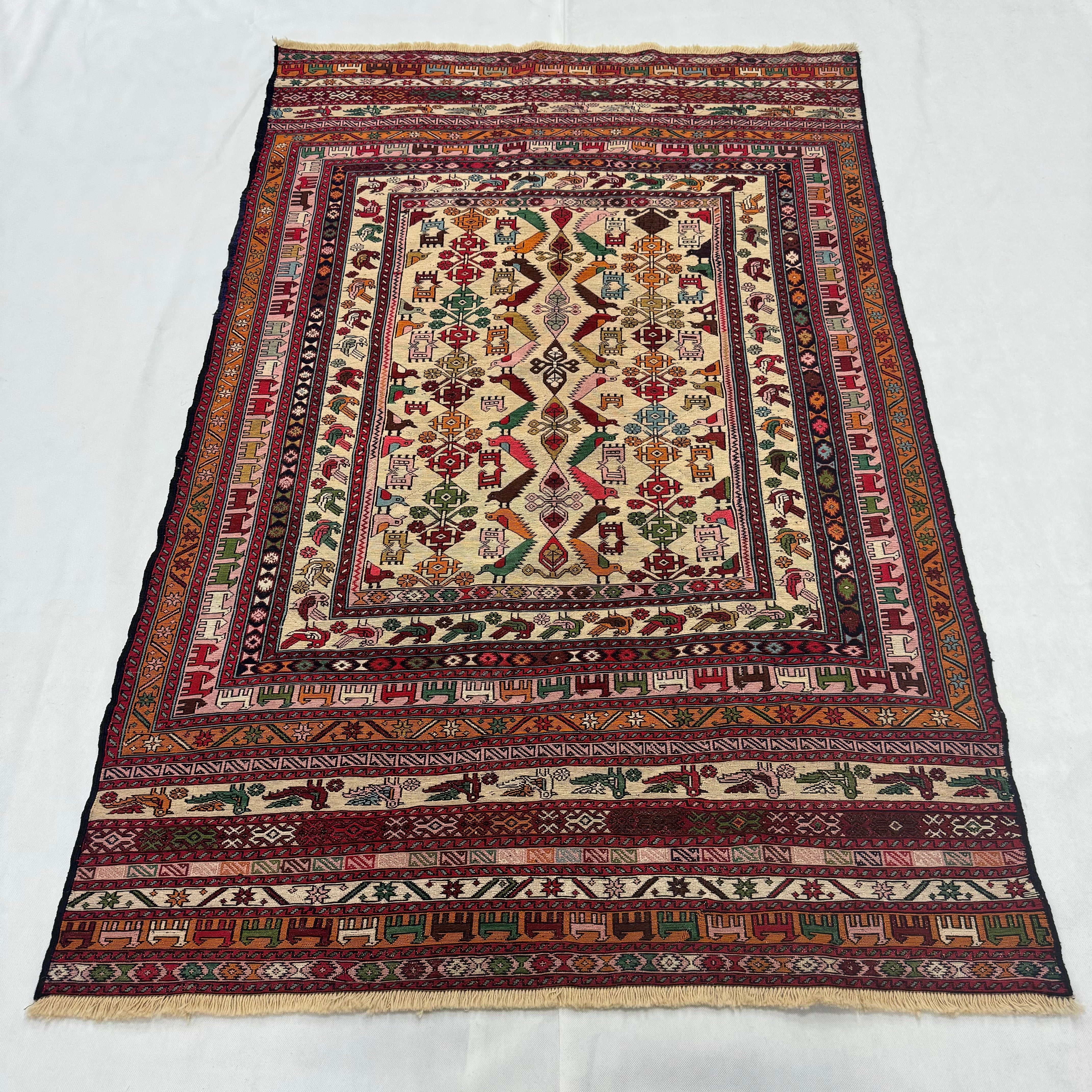 Handmade Afghan wool rug  traditional design for living room USA