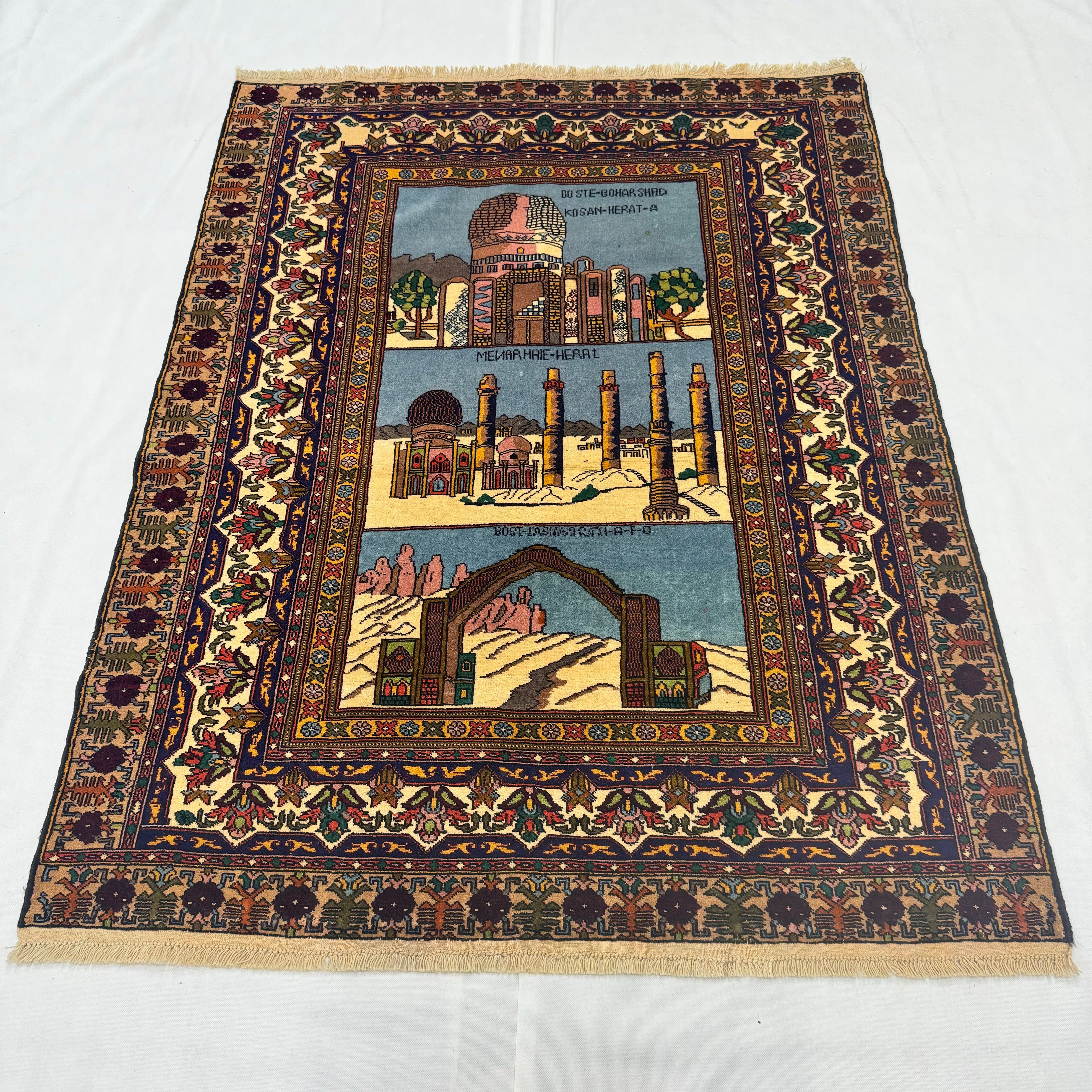Handmade Afghan wool rug  traditional design for living room USA