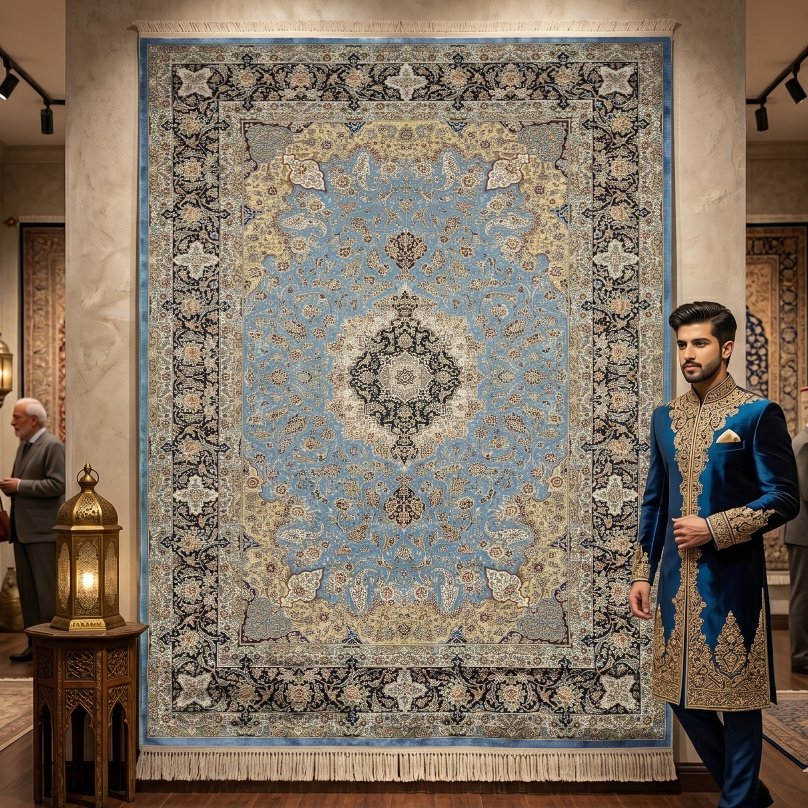 Persian Isfahan Medallion Pure Silk Abresham Rug 7 ft x 10 ft | 1600 Reed