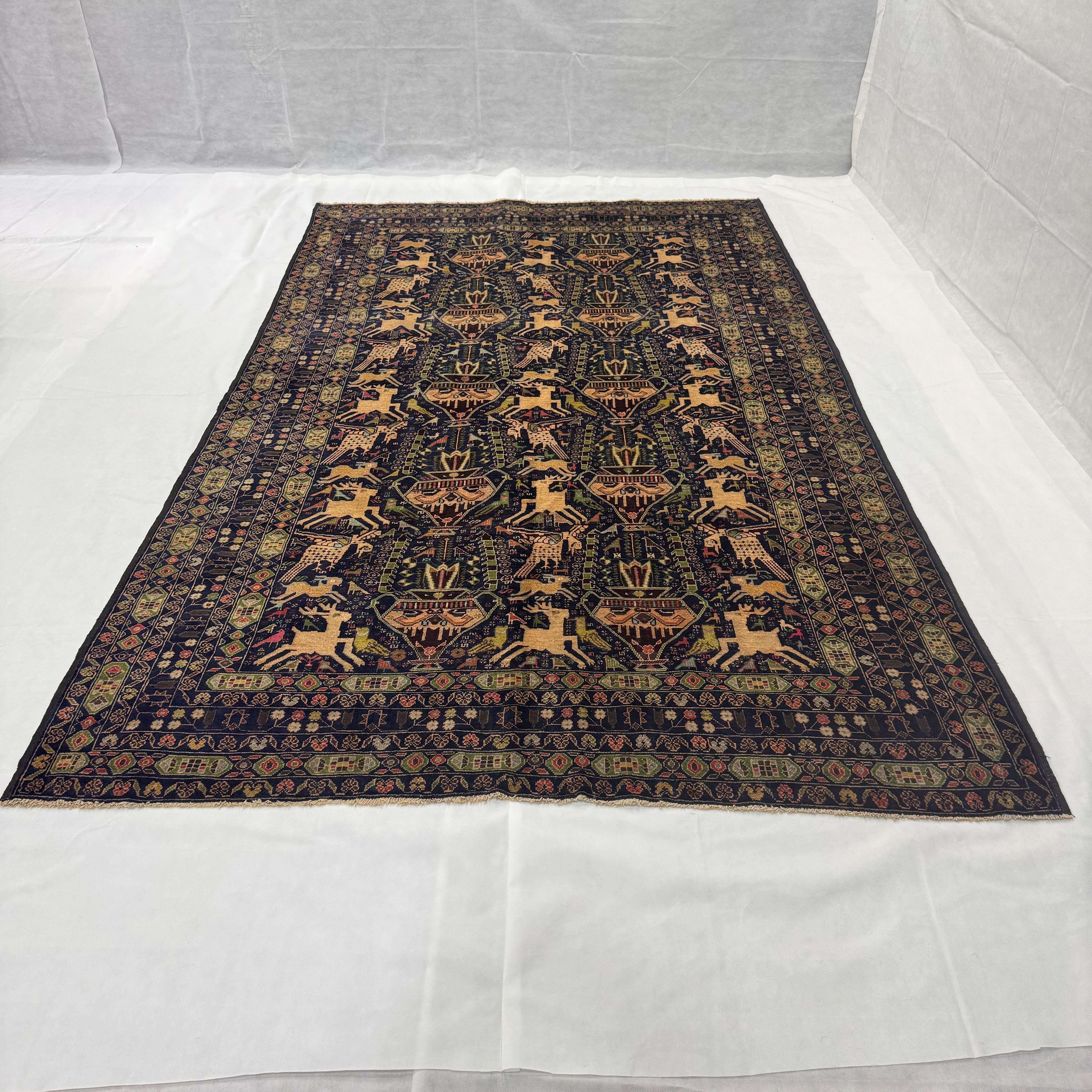 Handmade Afghan wool rug  traditional design for living room USA