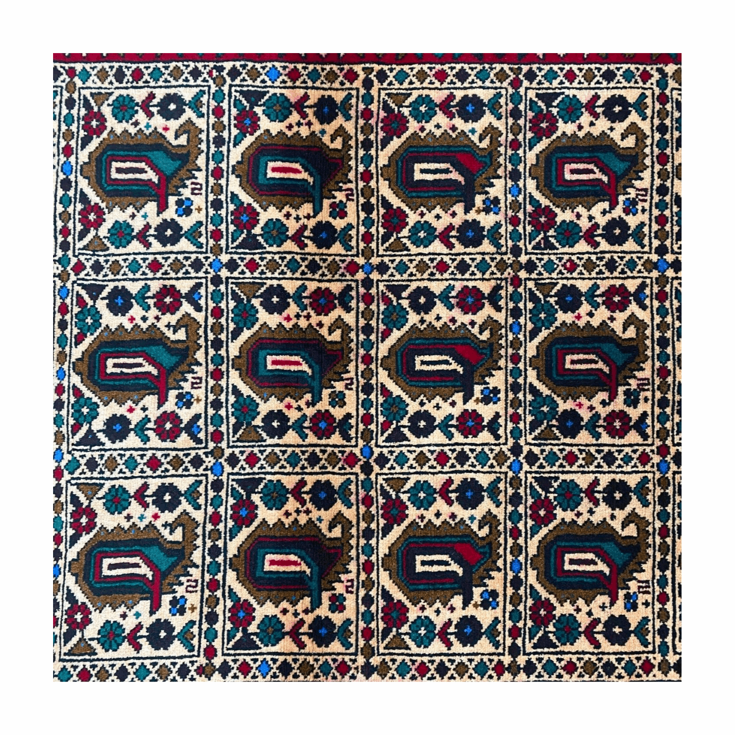 Handmade Afghan wool rug  traditional design for living room USA