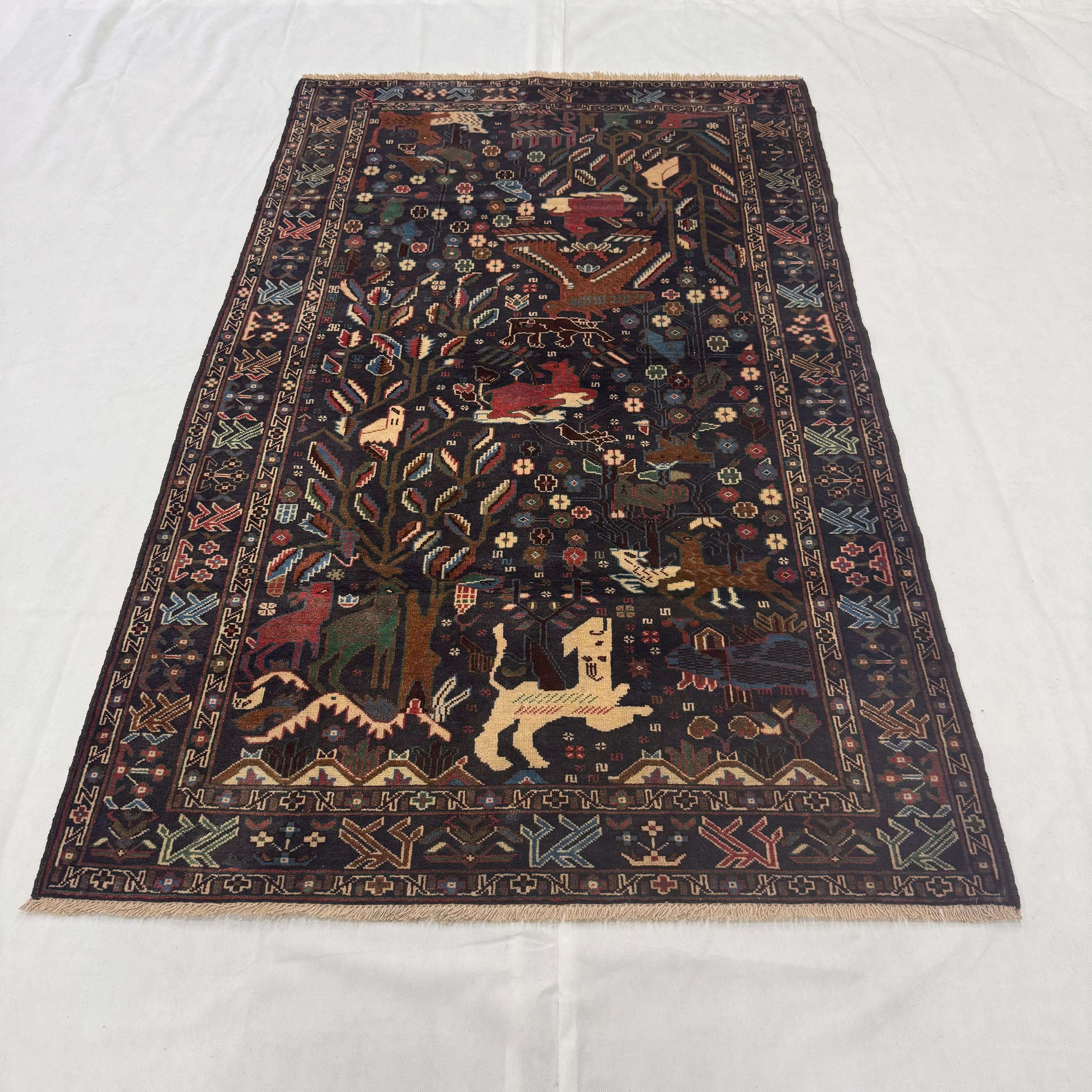 Handmade Afghan wool rug  traditional design for living room USA
