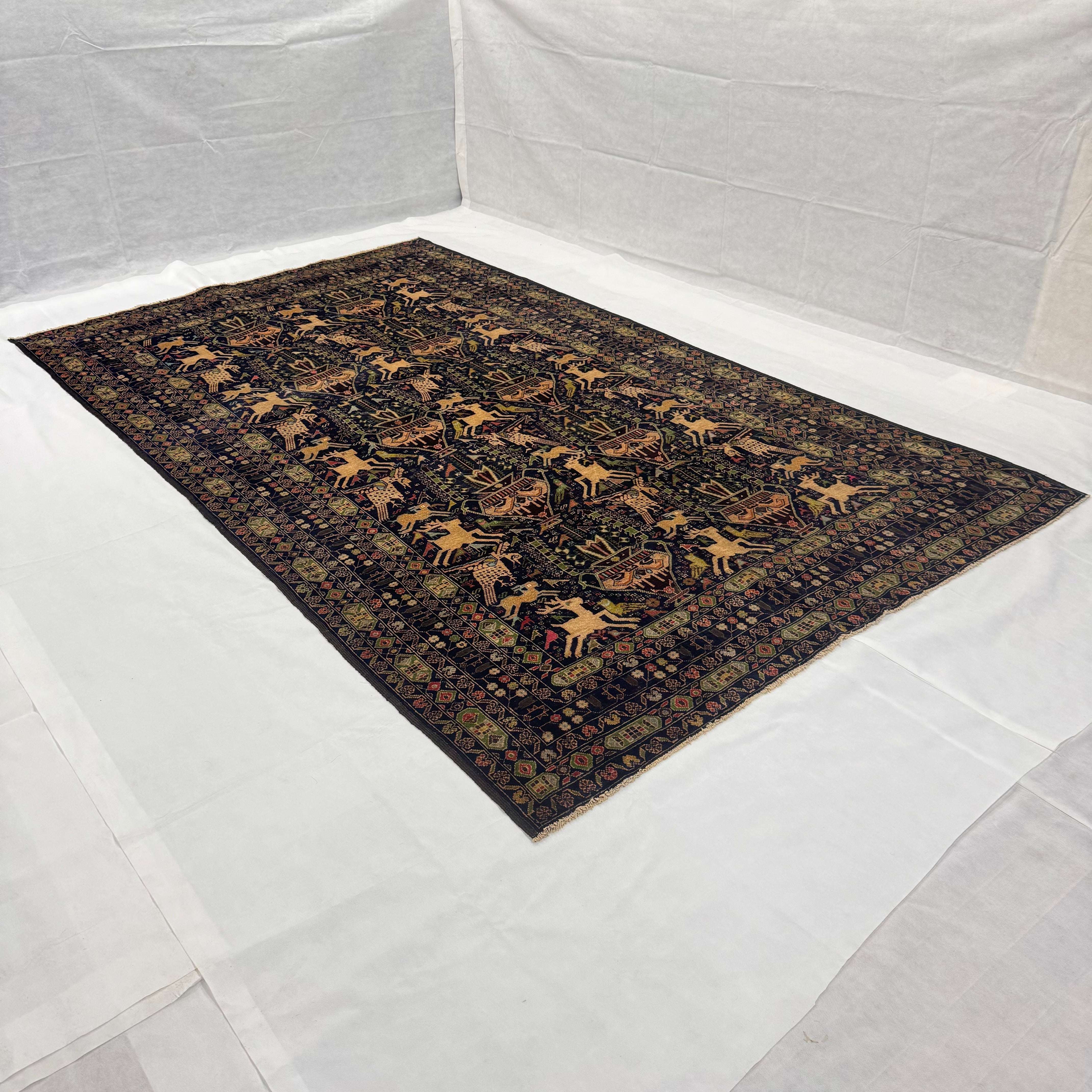 Handmade Afghan wool rug  traditional design for living room USA