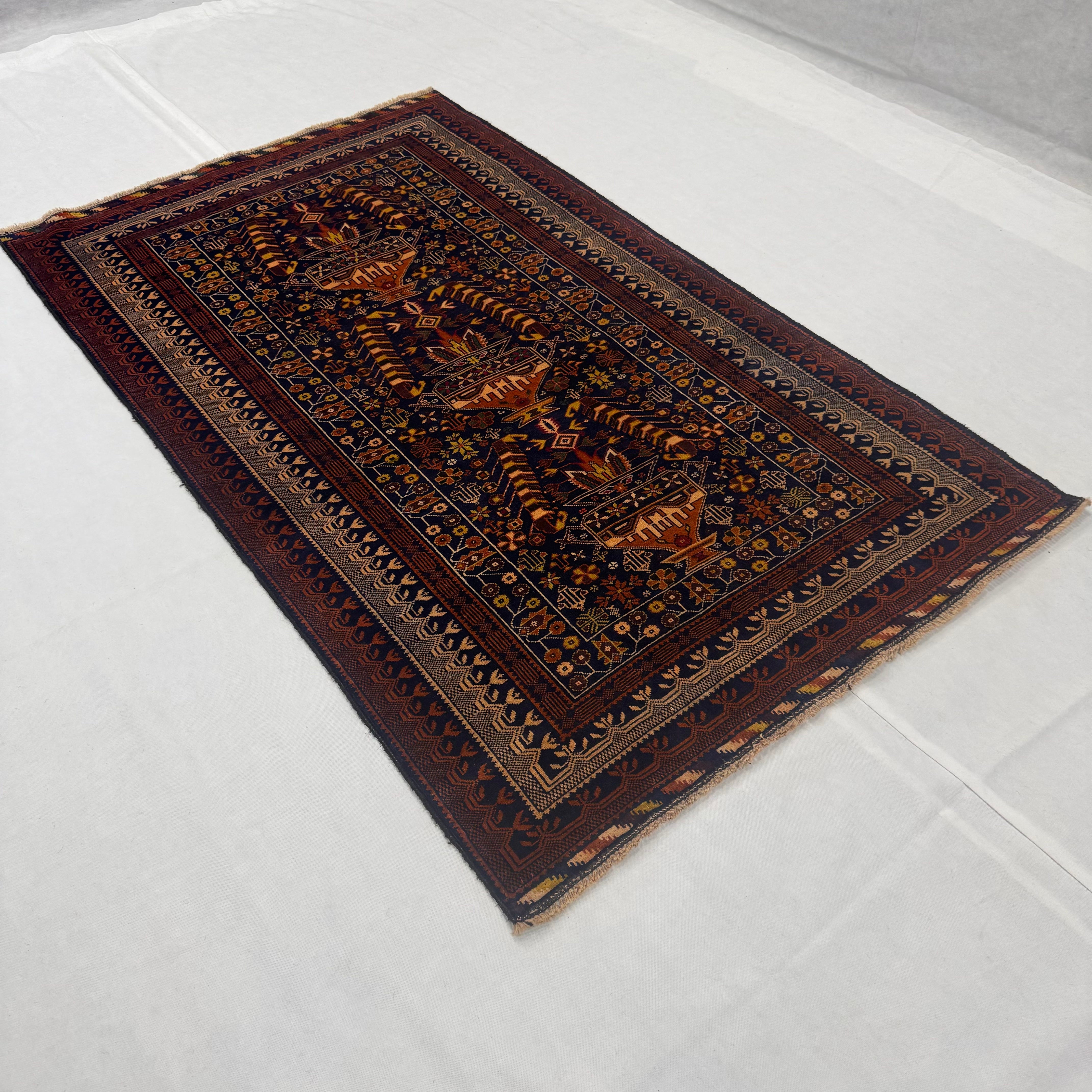 Handmade Afghan wool rug  traditional design for living room USA