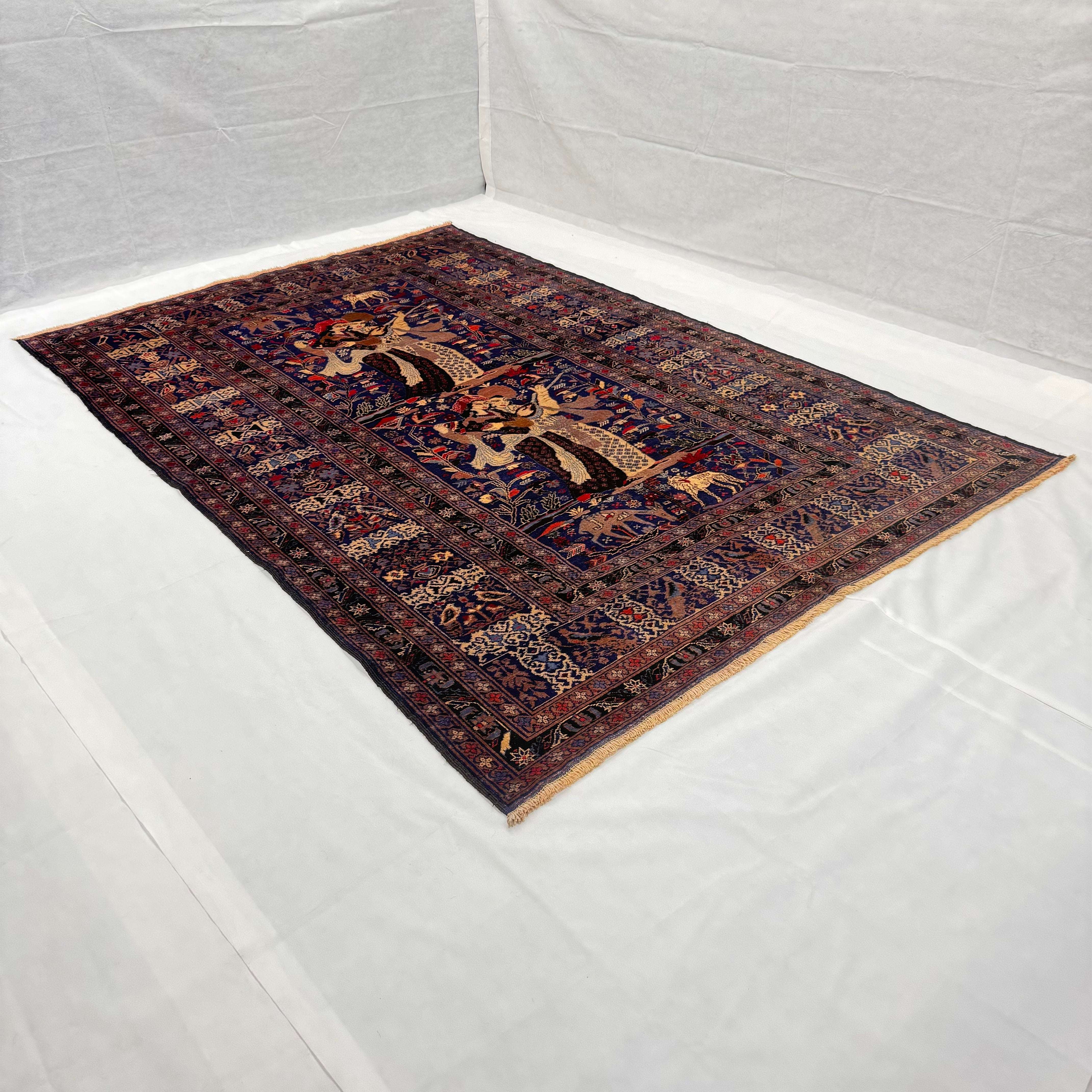 Handmade Afghan wool rug  traditional design for living room USA