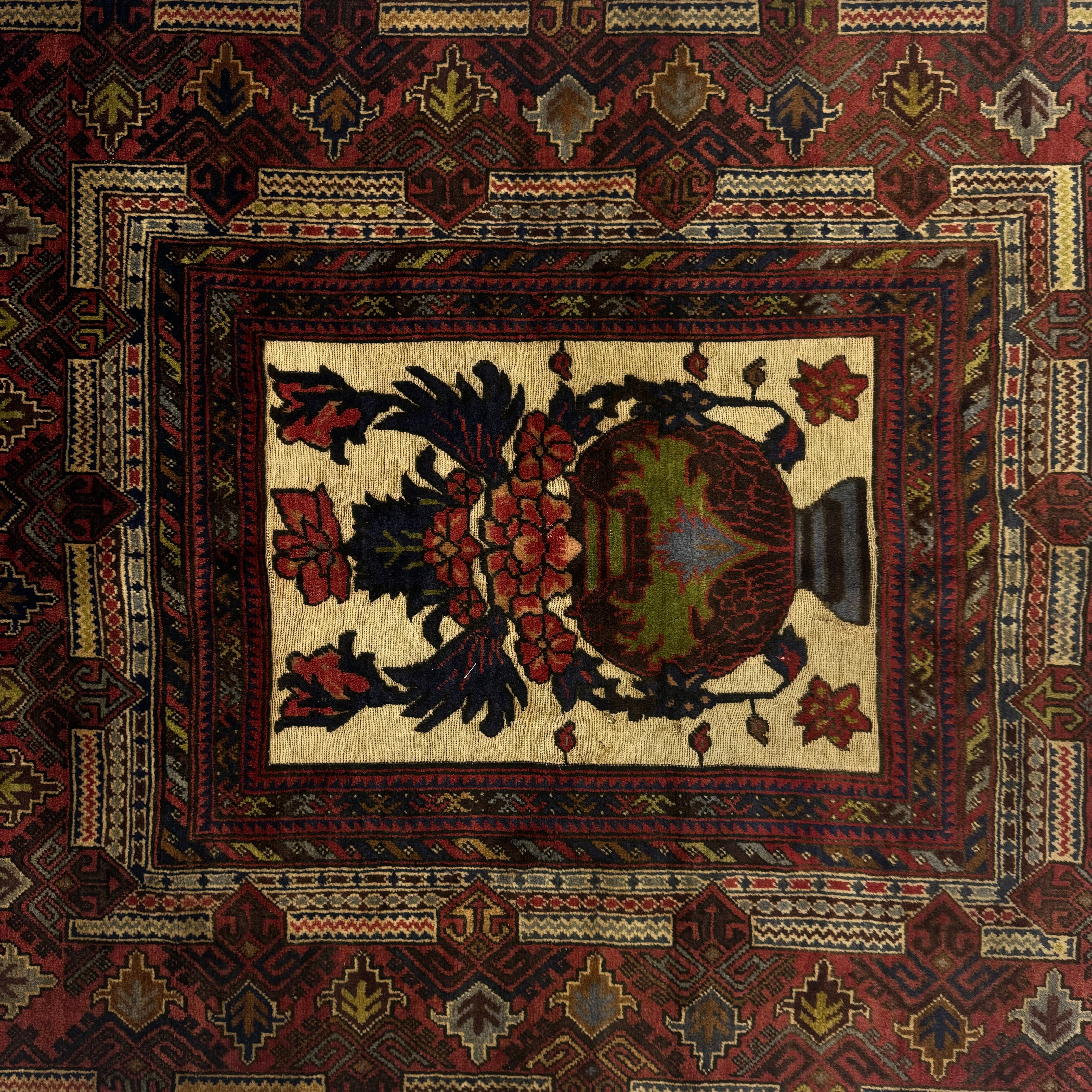 Handmade Afghan wool rug  traditional design for living room USA