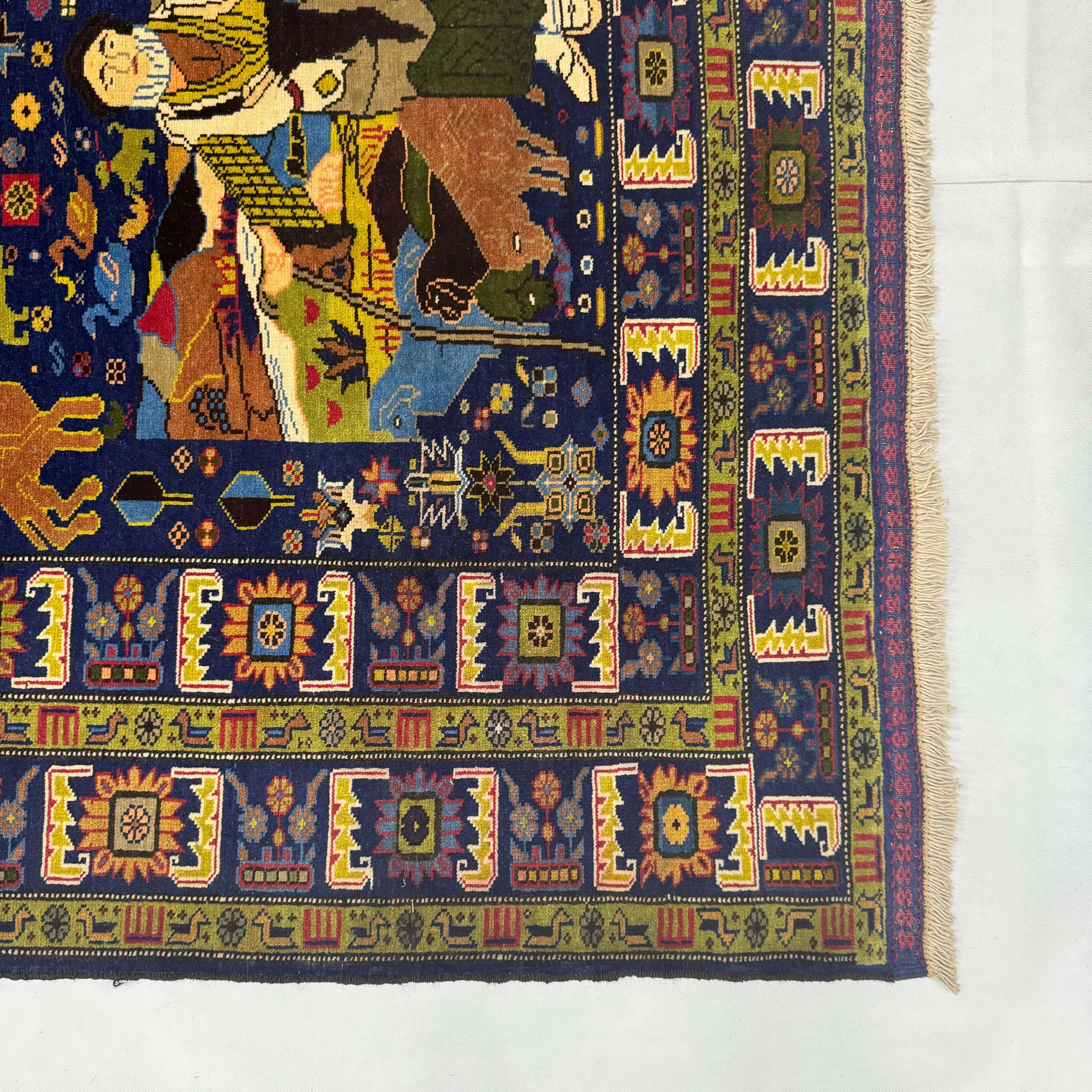 Handmade Afghan wool rug  traditional design for living room USA